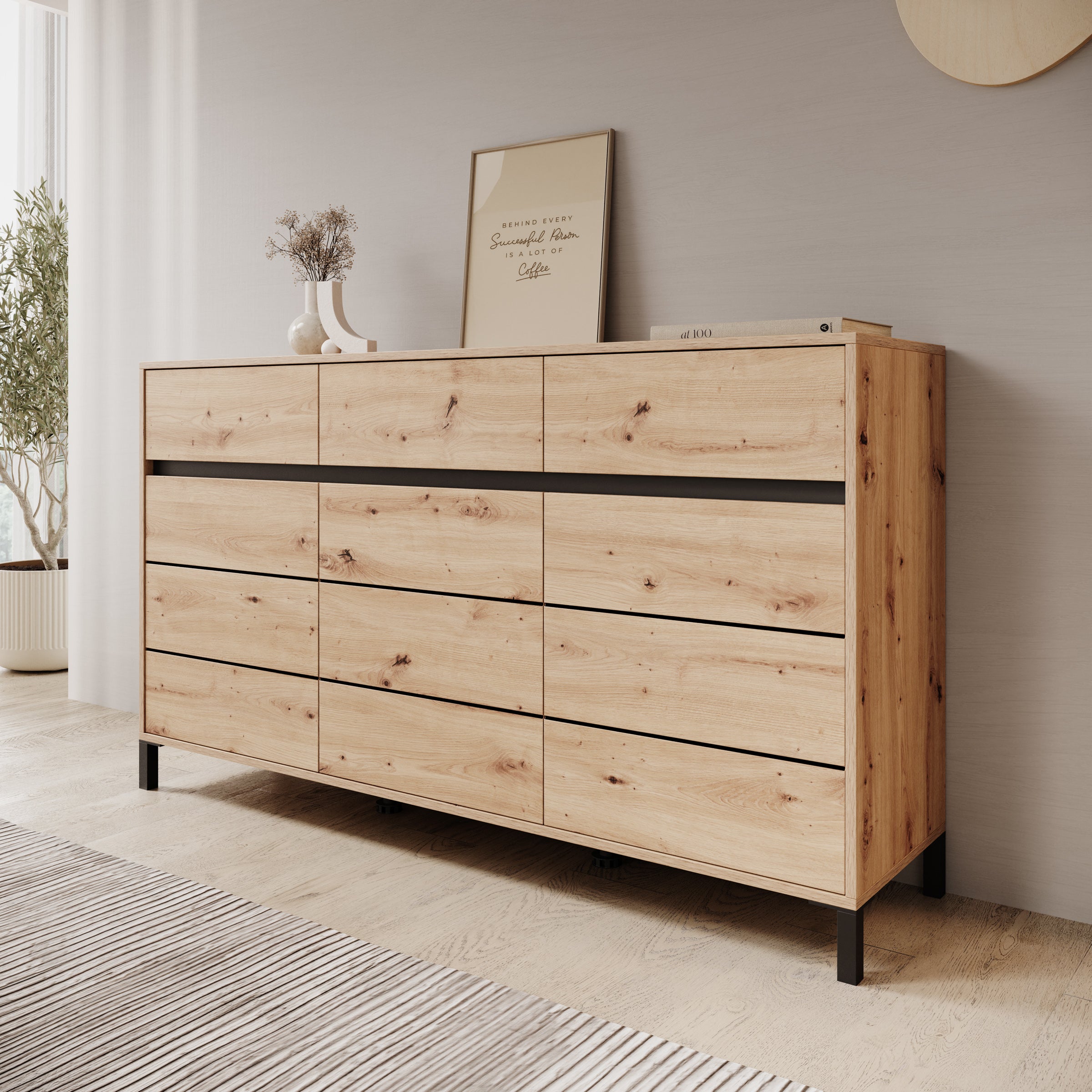 Montellini - Dressoir - Eikenpatroon - 157x40x90 cm