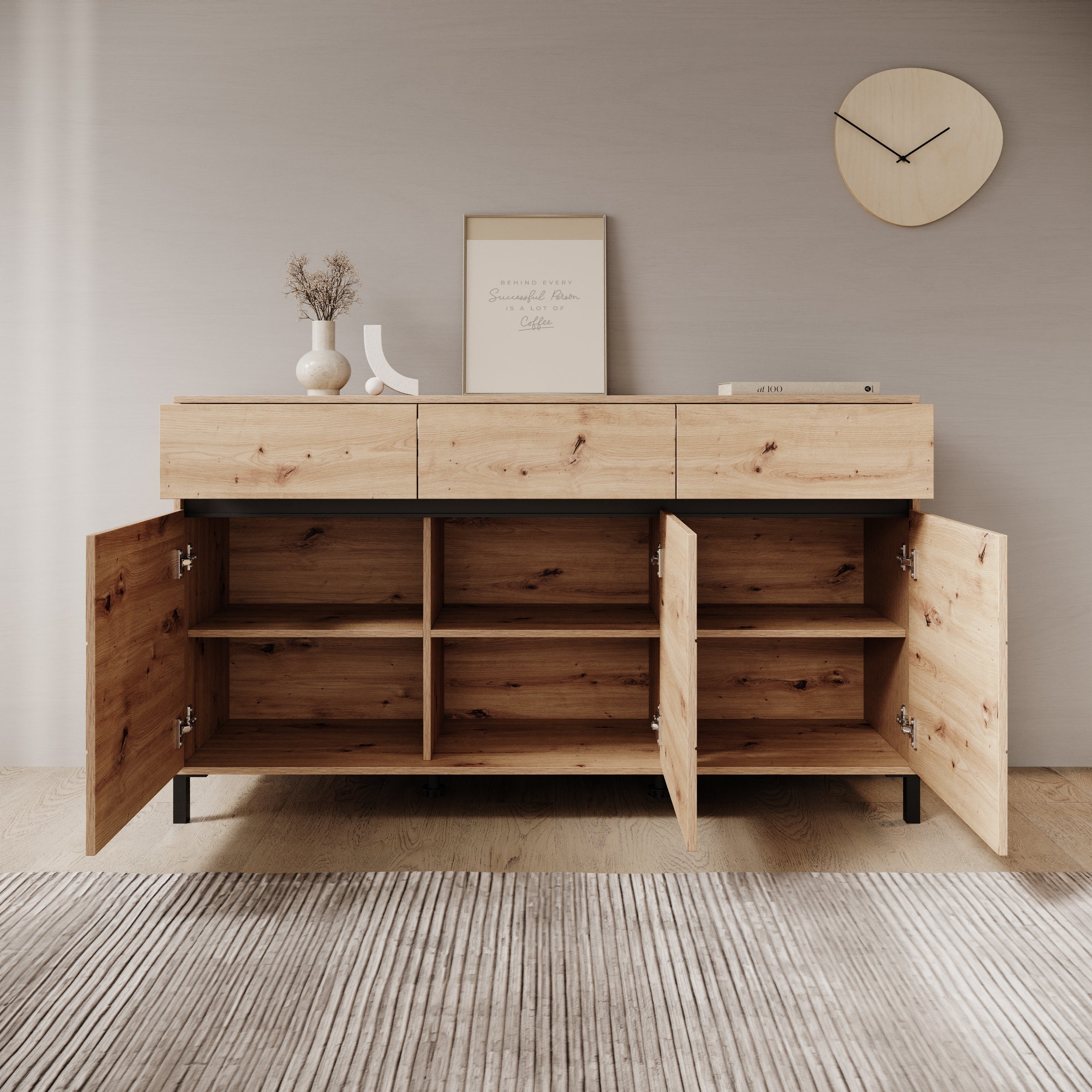 Montellini - Dressoir - Eikenpatroon - 157x40x90 cm