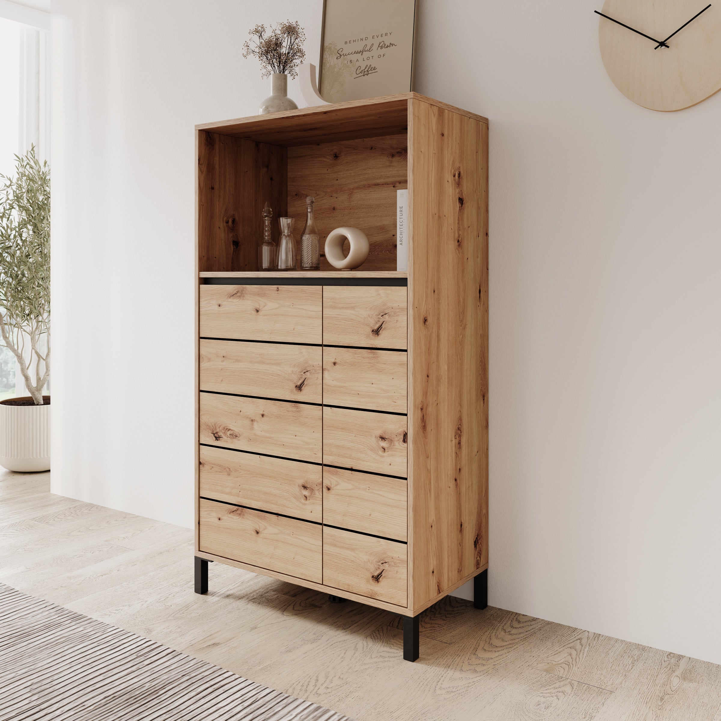 Montellini - Dressoir - Eikenpatroon - 74x40x135 cm