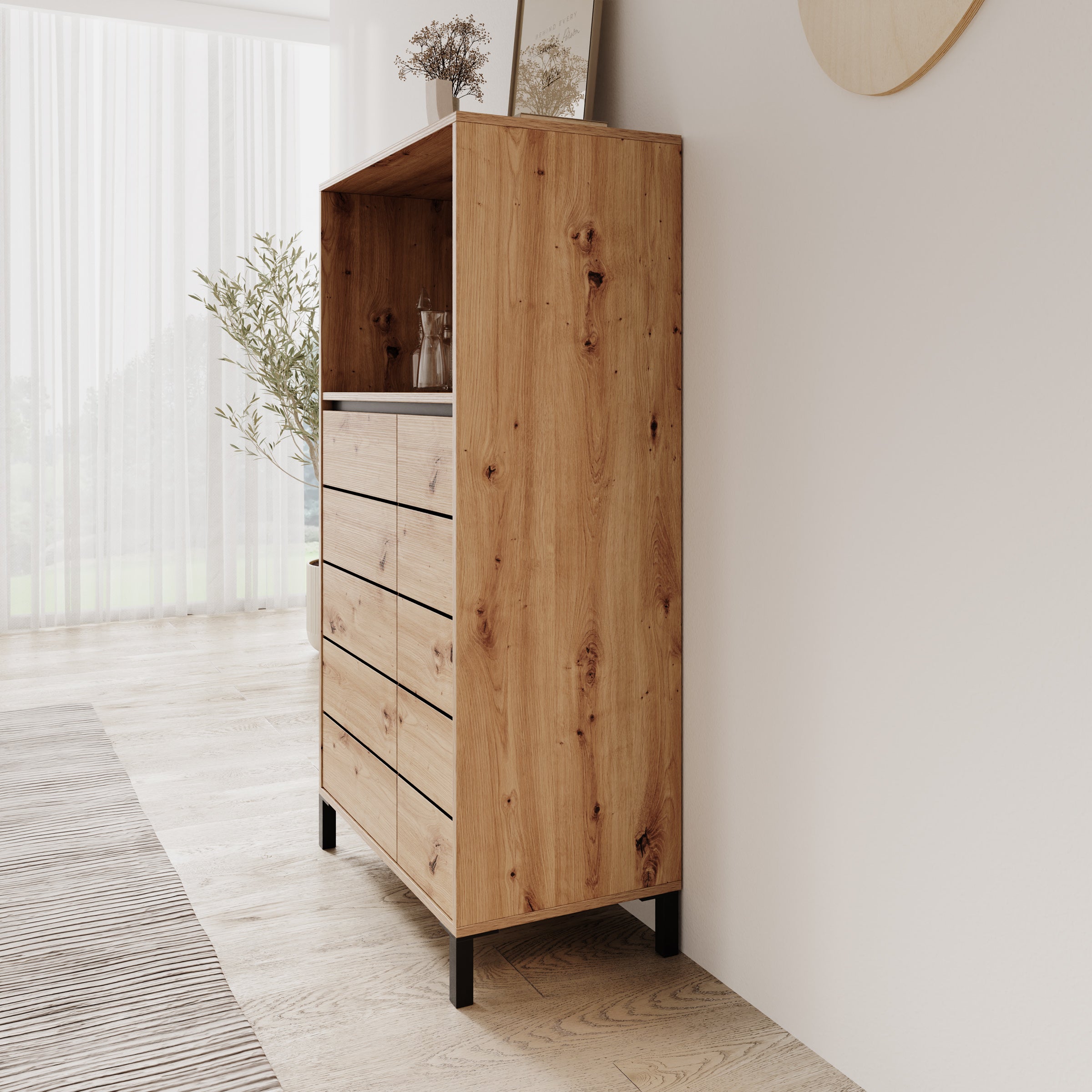 Montellini - Dressoir - Eikenpatroon - 74x40x135 cm