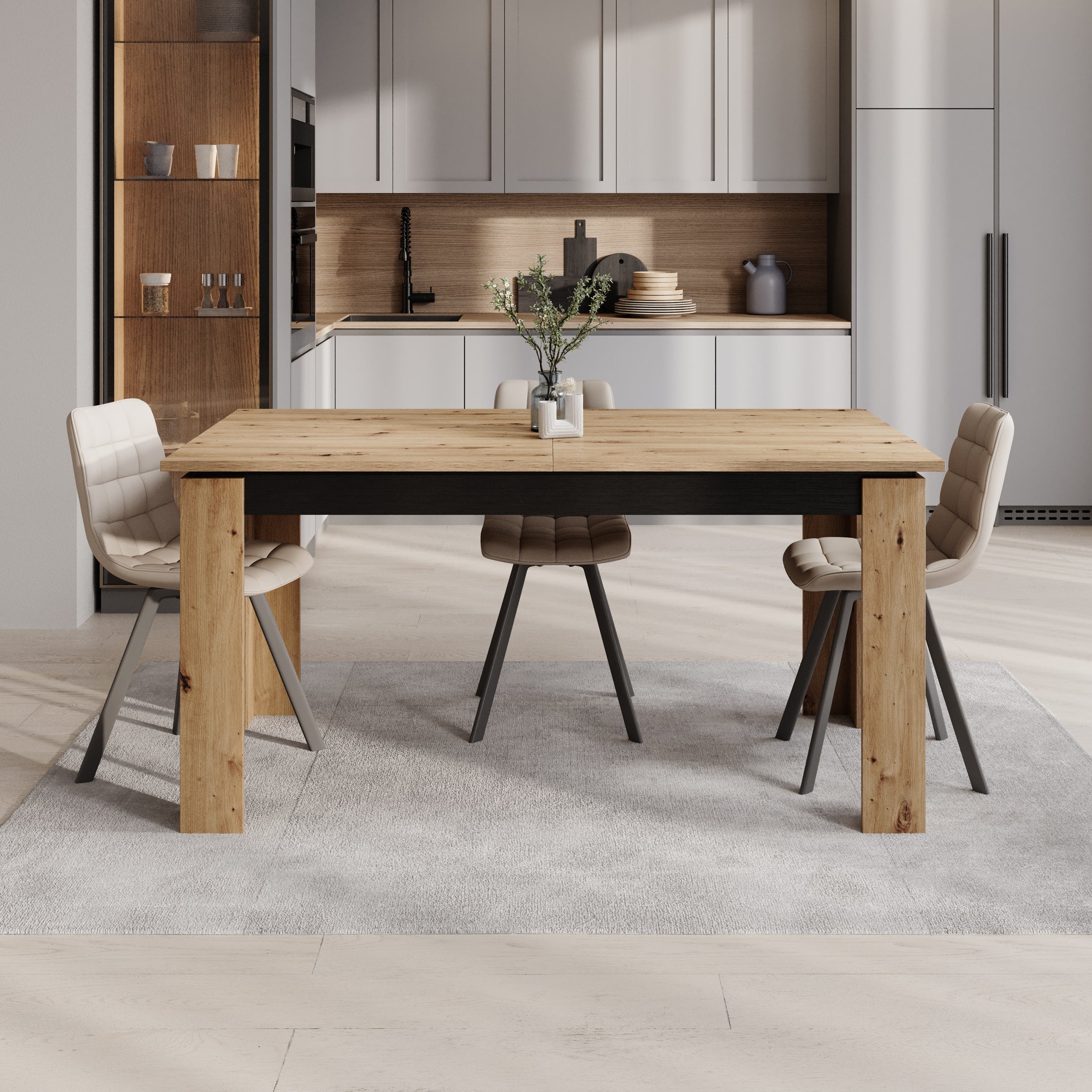 Montellini - Eetkamertafel - Eikenpatroon - 160x90x77 cm