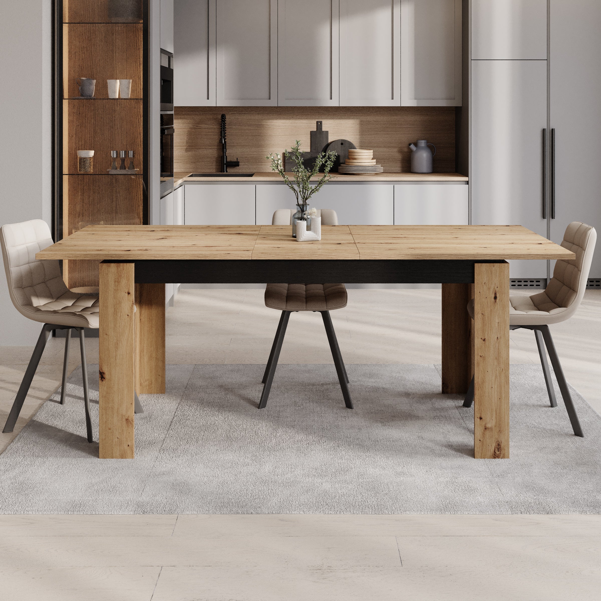 Montellini - Eetkamertafel - Eikenpatroon - 160x90x77 cm