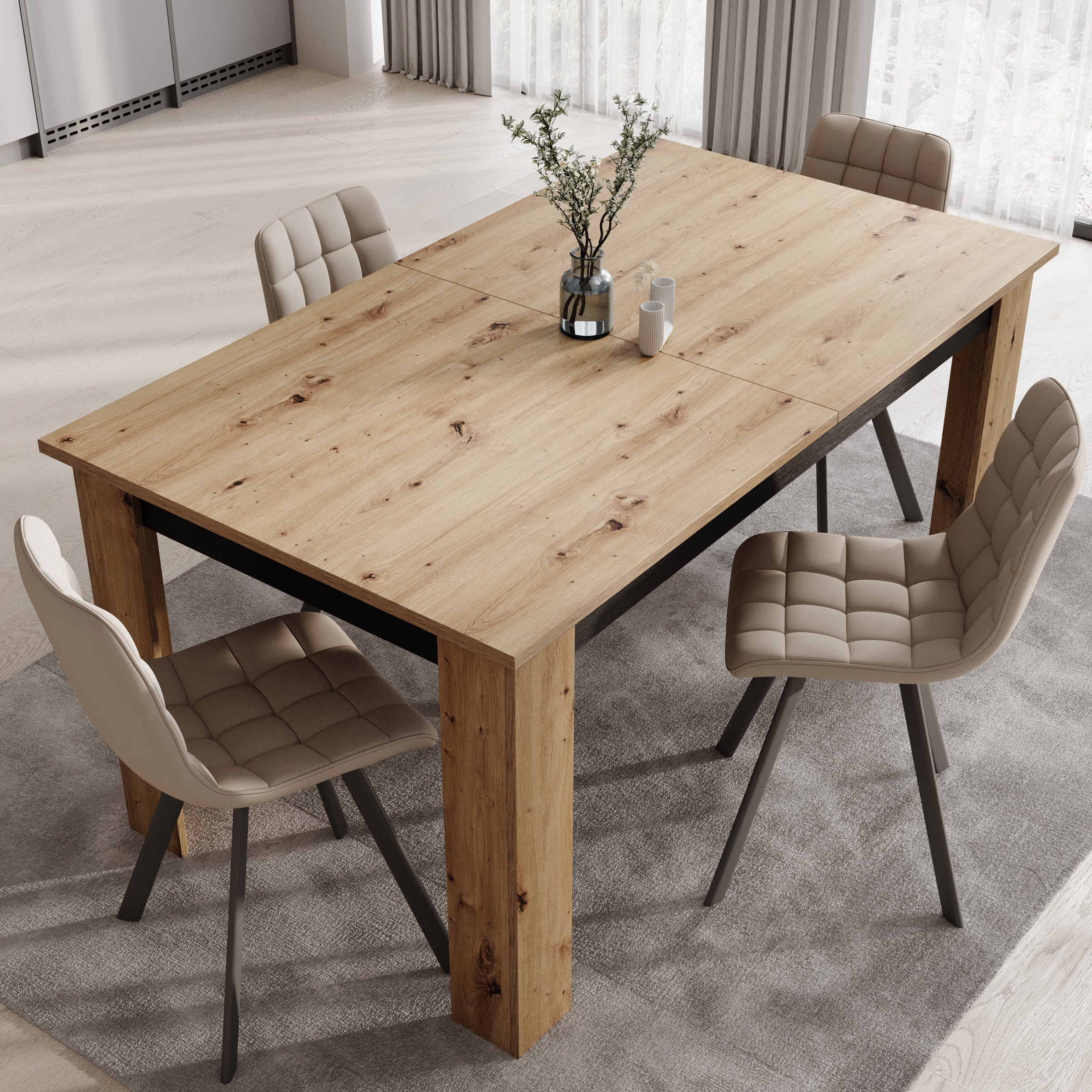 Montellini - Eetkamertafel - Eikenpatroon - 160x90x77 cm