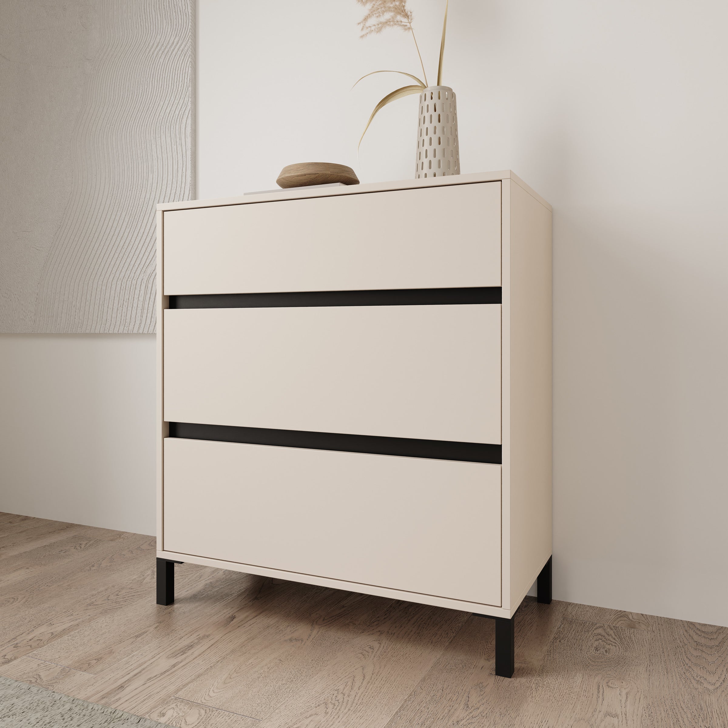 Montellini - Ladekast met 3 lades - Beige - 80x40x90 cm