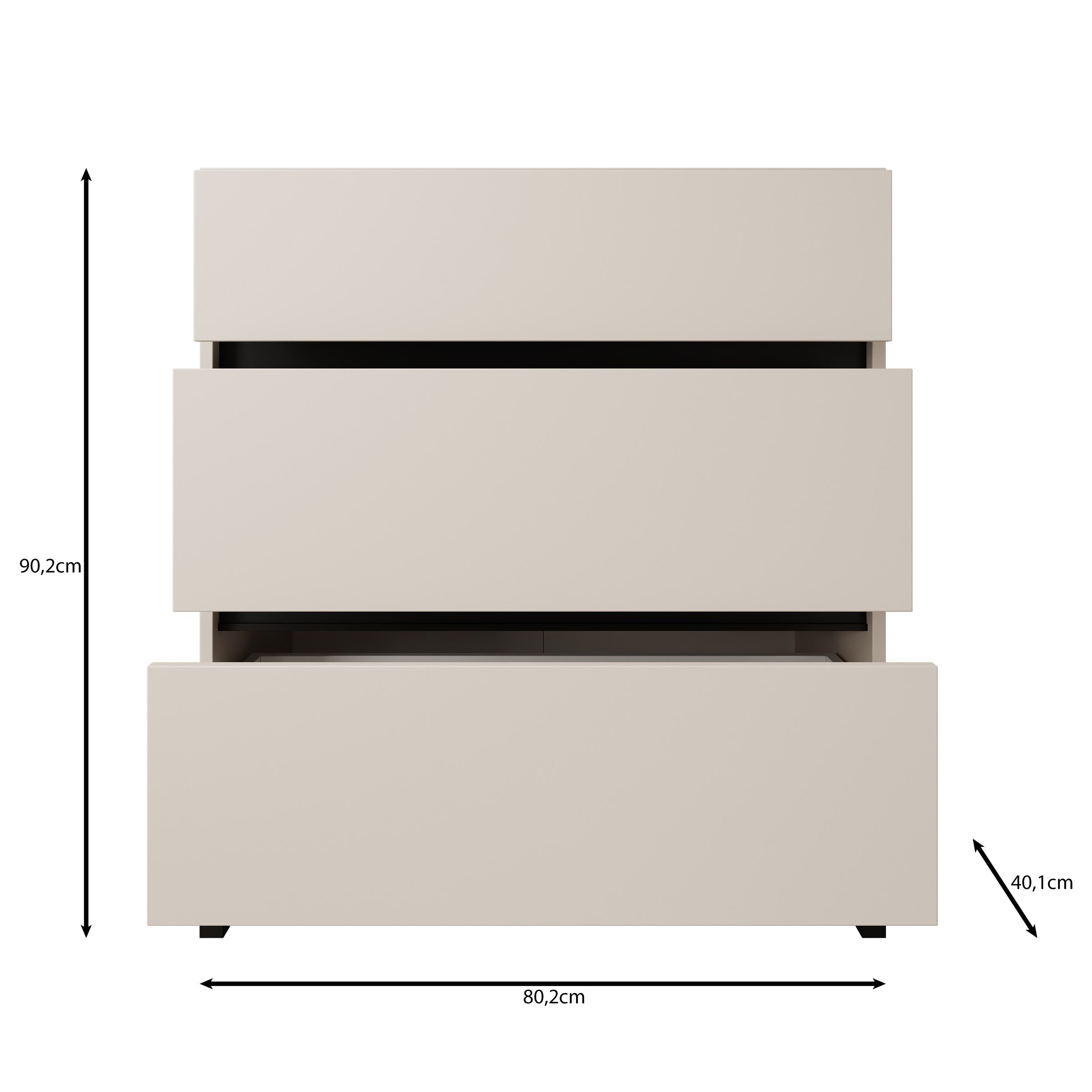 Montellini - Ladekast met 3 lades - Beige - 80x40x90 cm