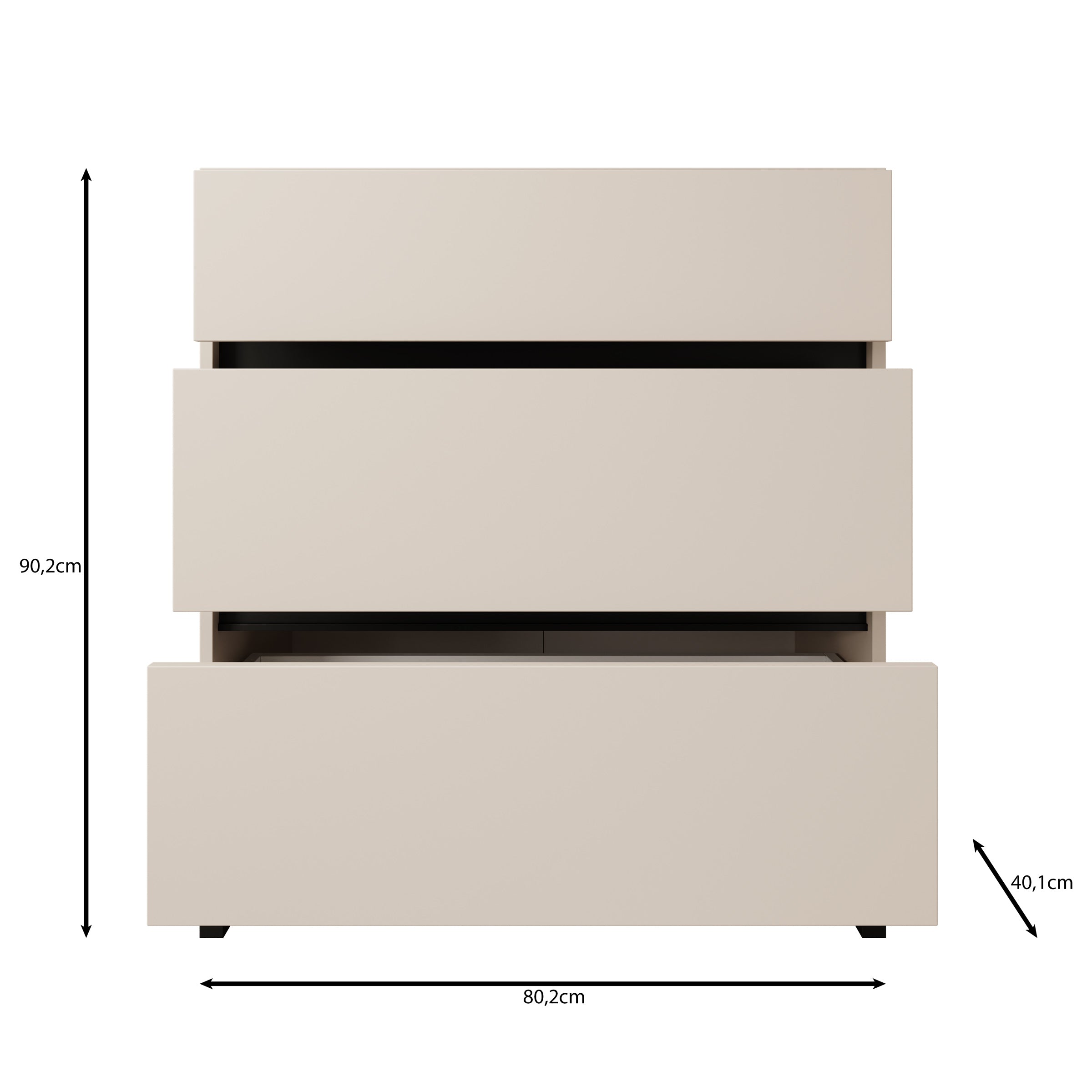 Montellini - Ladekast met 3 lades - Eikenpatroon - 80x40x90