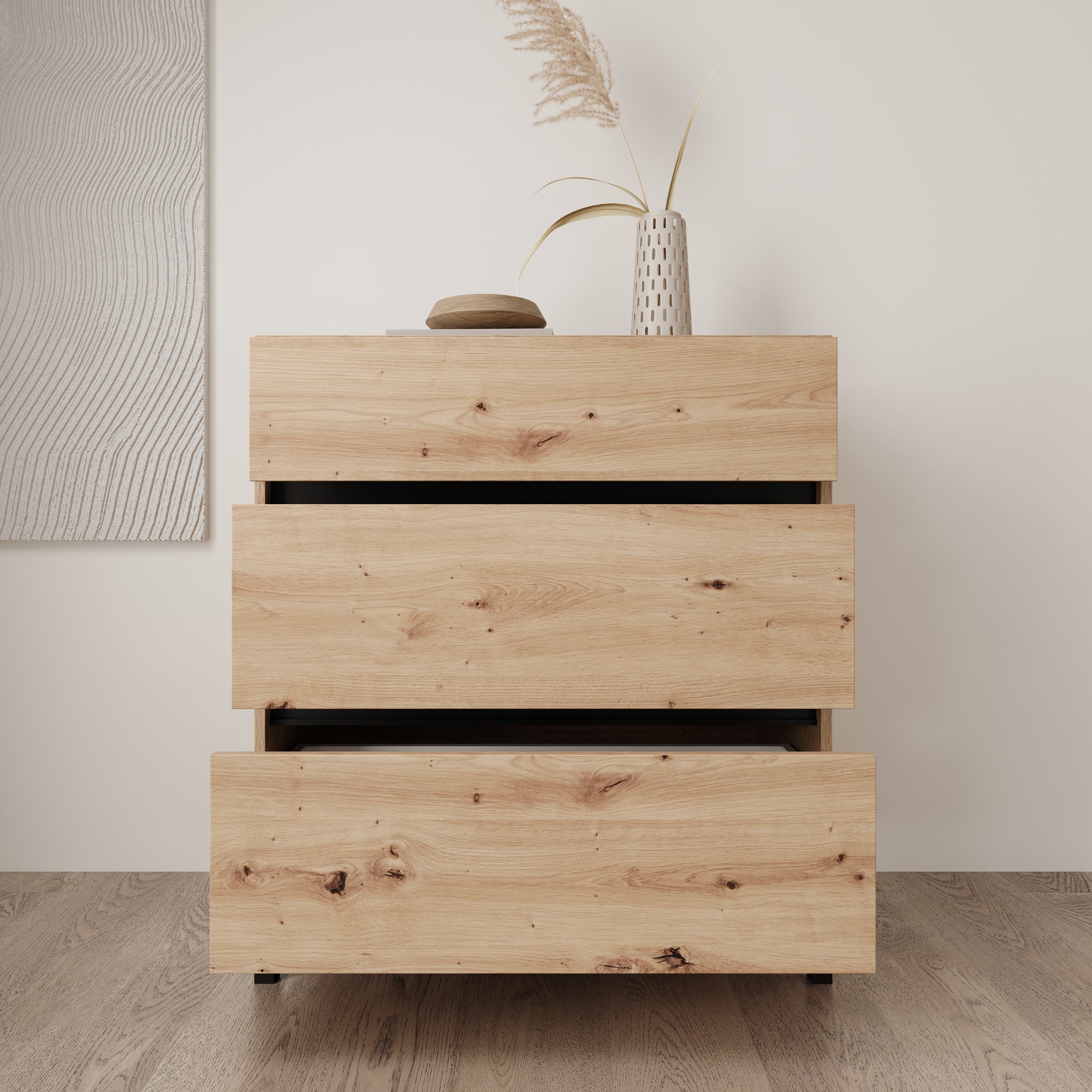 Montellini - Ladekast met 3 lades - Eikenpatroon - 80x40x90
