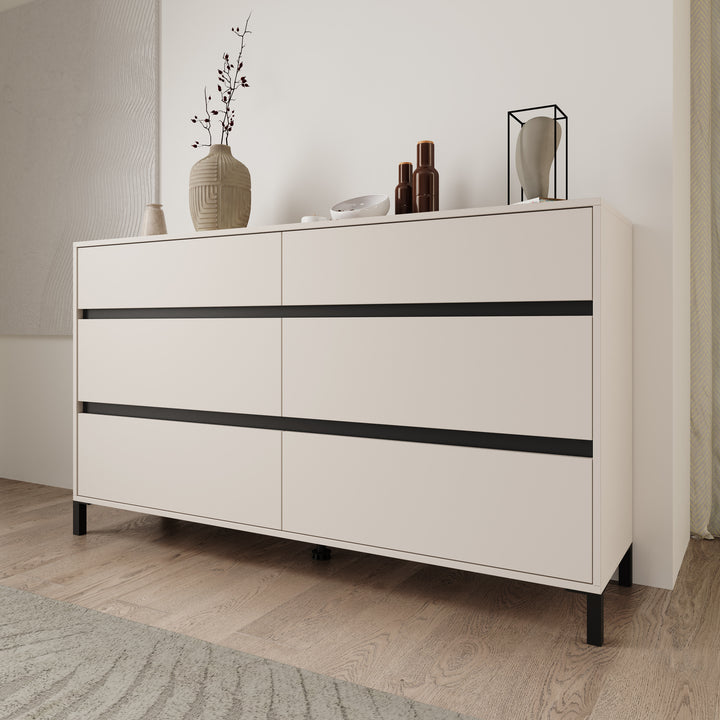 Montellini - Ladekast met 6 lades - Beige - 157x40x90 cm