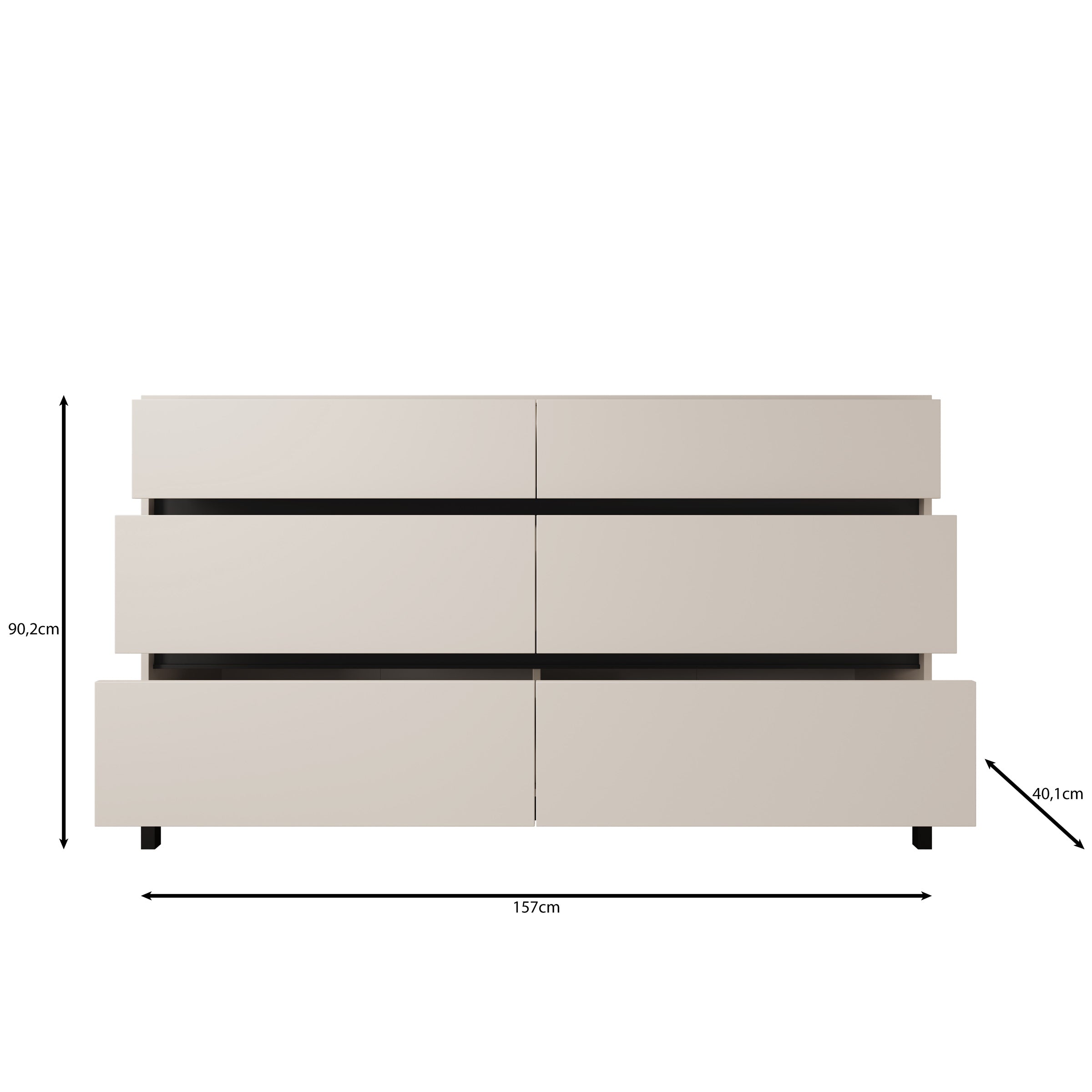 Montellini - Ladekast met 6 lades - Beige - 157x40x90 cm