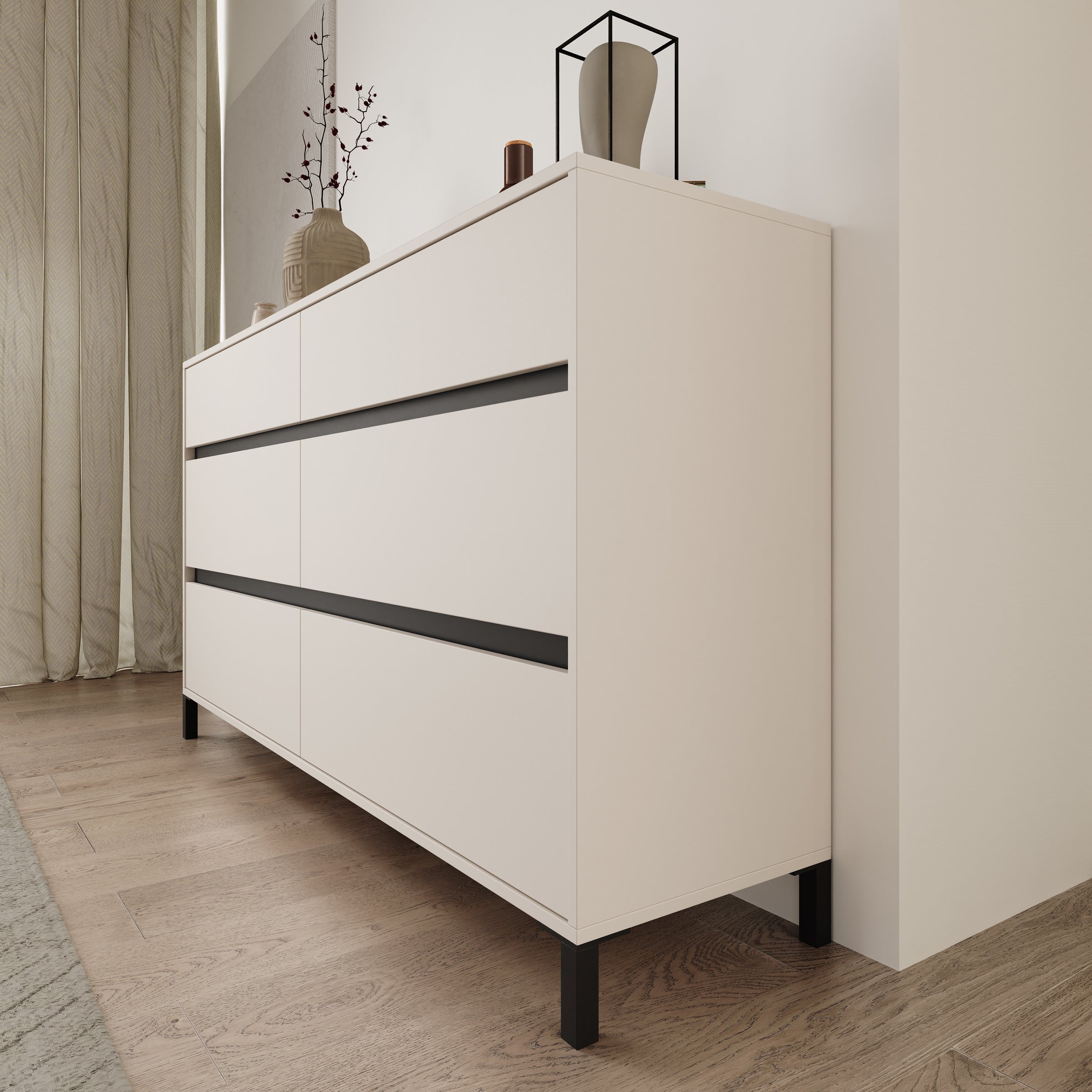 Montellini - Ladekast met 6 lades - Beige - 157x40x90 cm