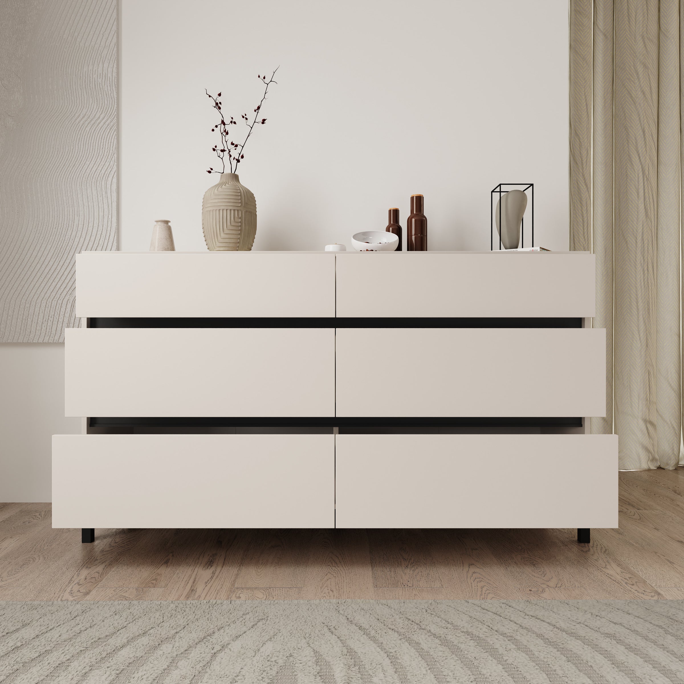 Montellini - Ladekast met 6 lades - Beige - 157x40x90 cm