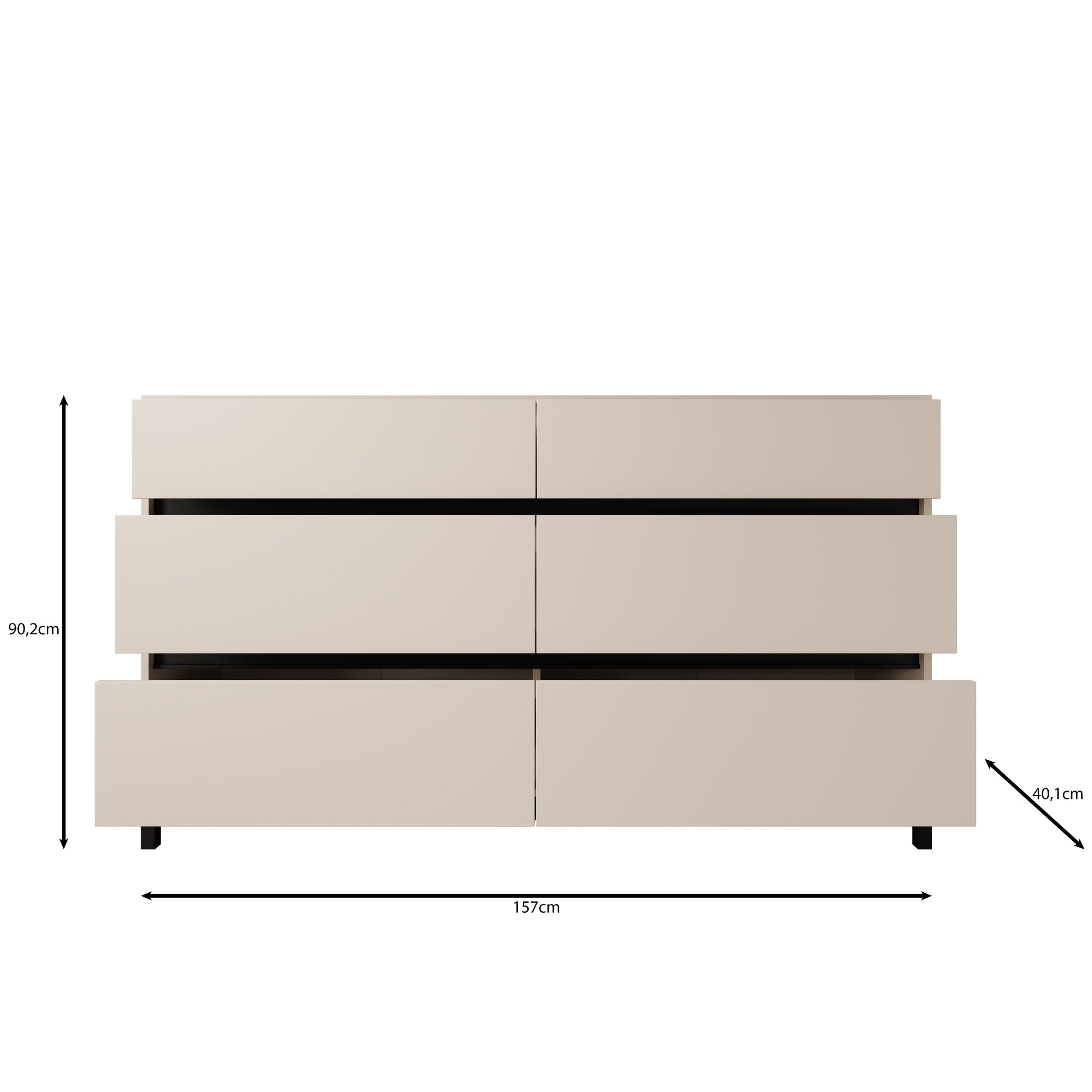 Montellini - Ladekast met 6 lades - Eikenpatroon - 157x40x90