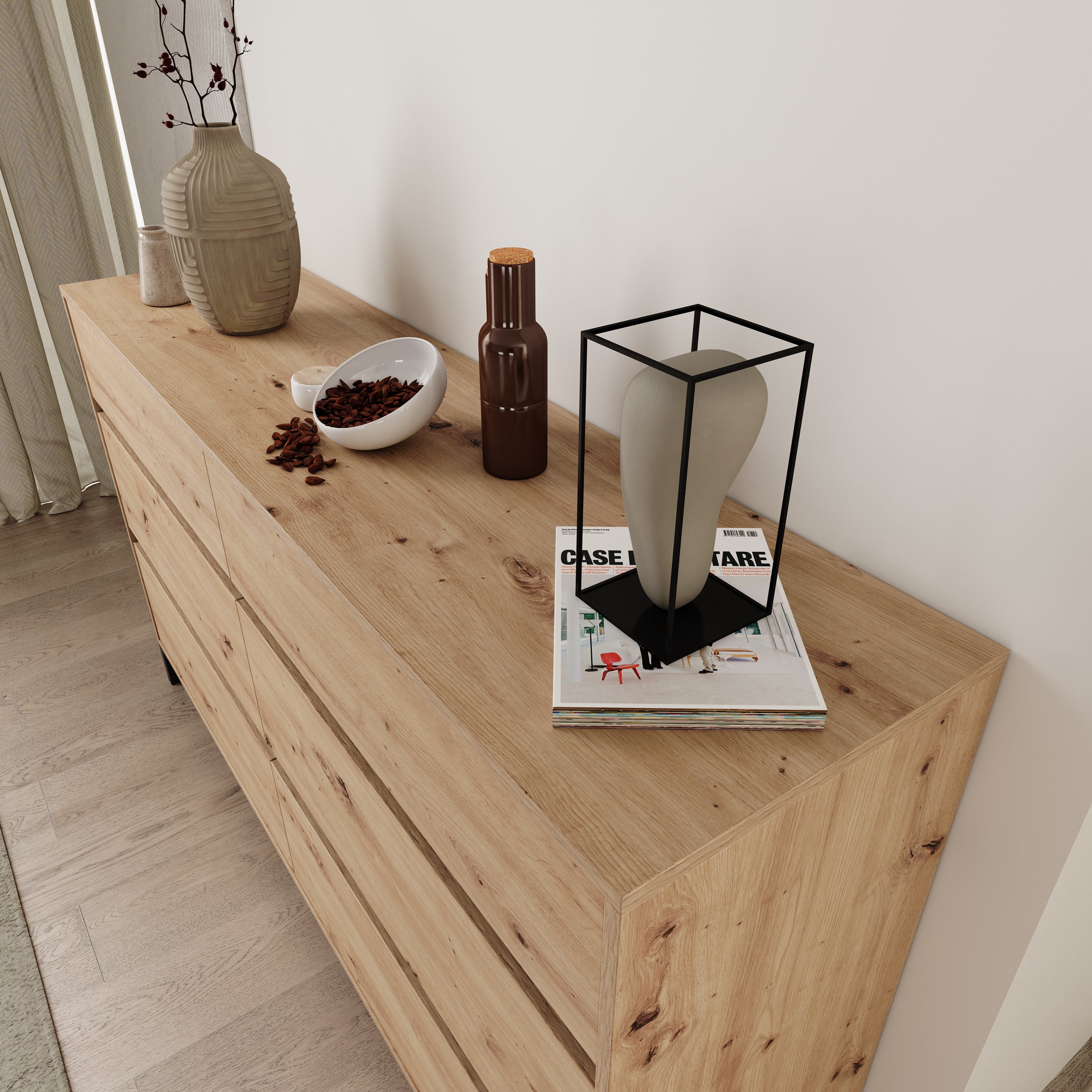 Montellini - Ladekast met 6 lades - Eikenpatroon - 157x40x90