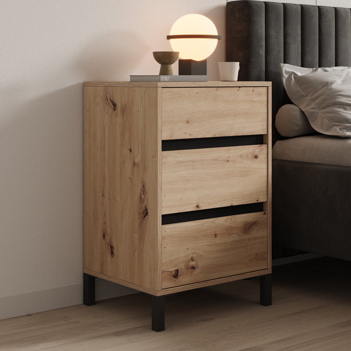 Montellini - Nachtkastje - Eikenpatroon - 48x40x71 cm