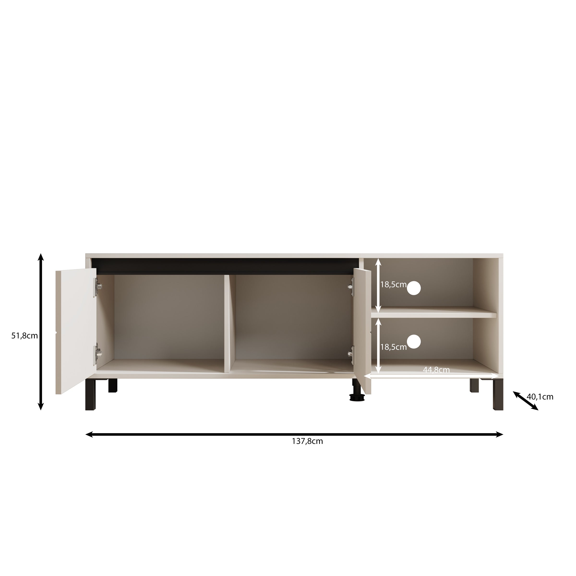 Montellini - TV-Meubel - Beige - 138x40x52 cm