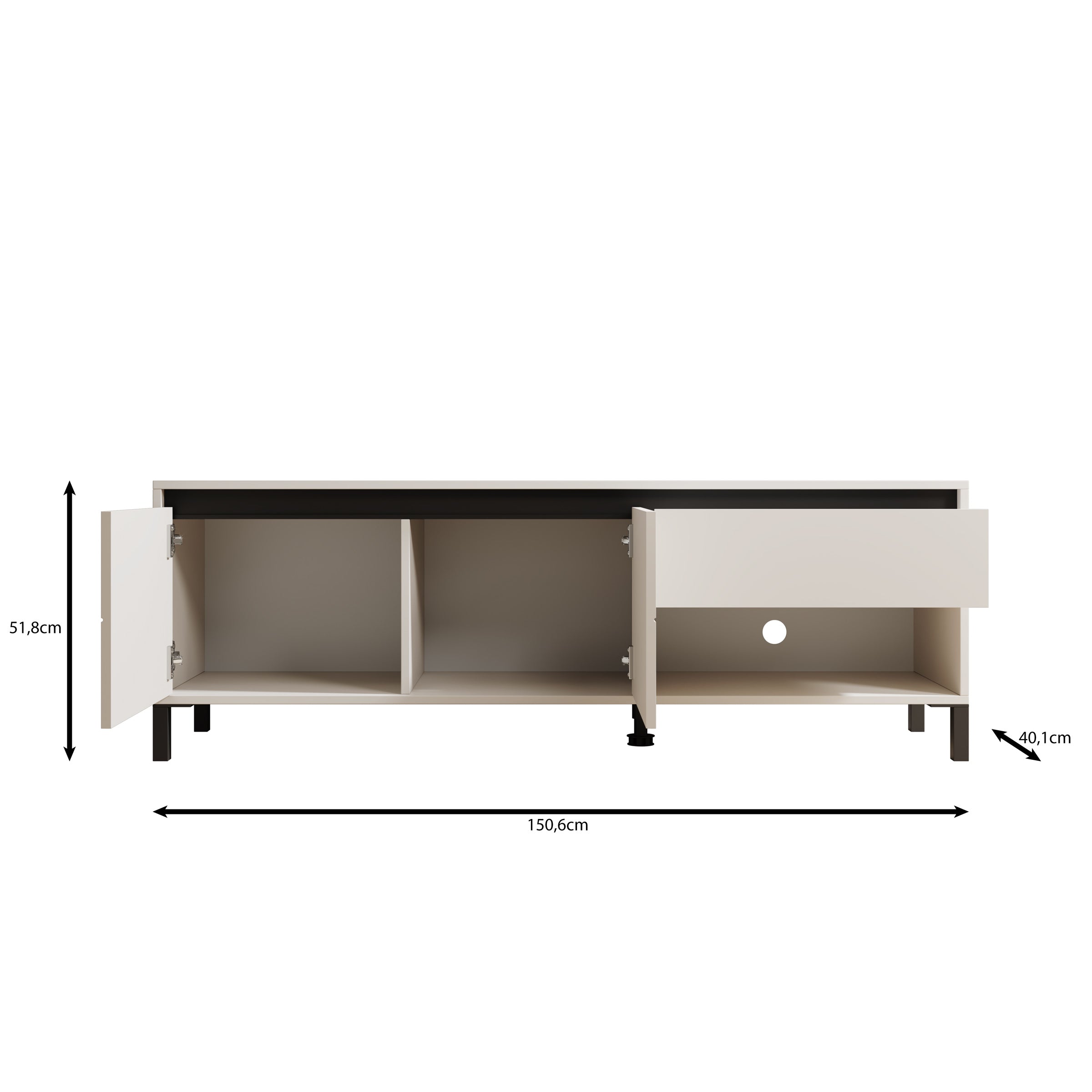 Montellini - TV-Meubel - Beige - 151x40x52 cm