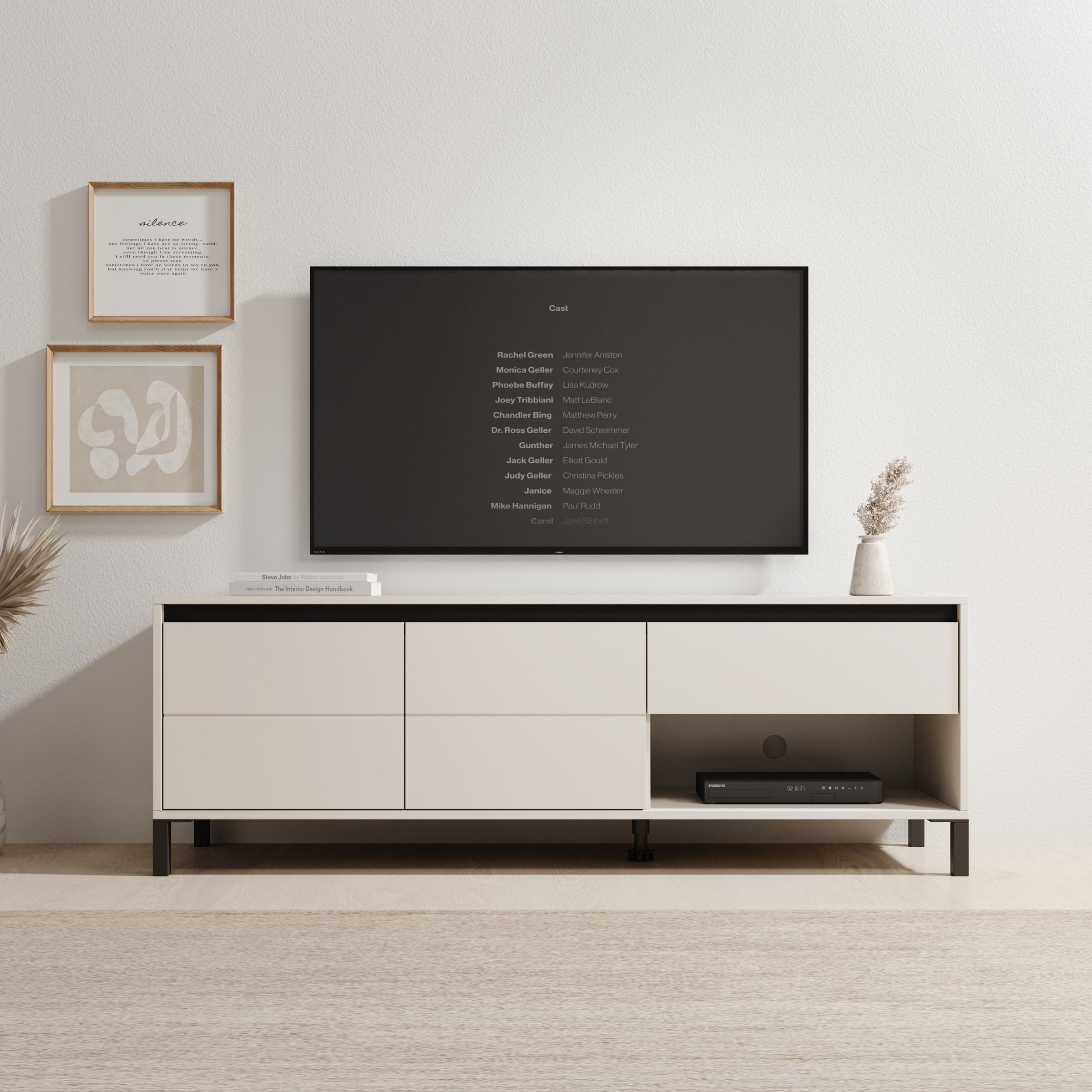 Montellini - TV-Meubel - Beige - 151x40x52 cm