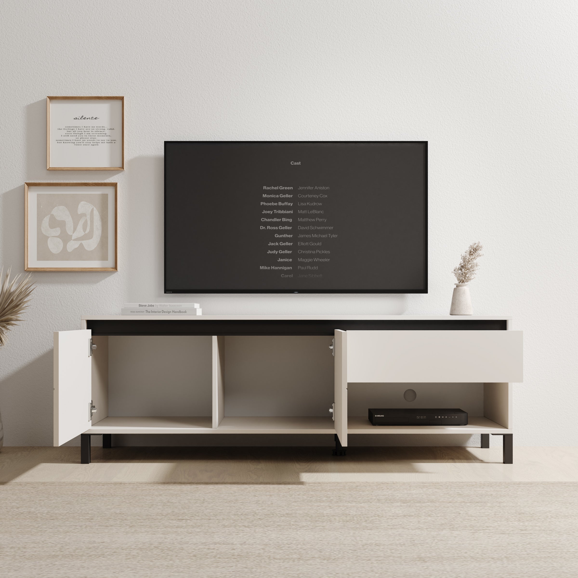 Montellini - TV-Meubel - Beige - 151x40x52 cm