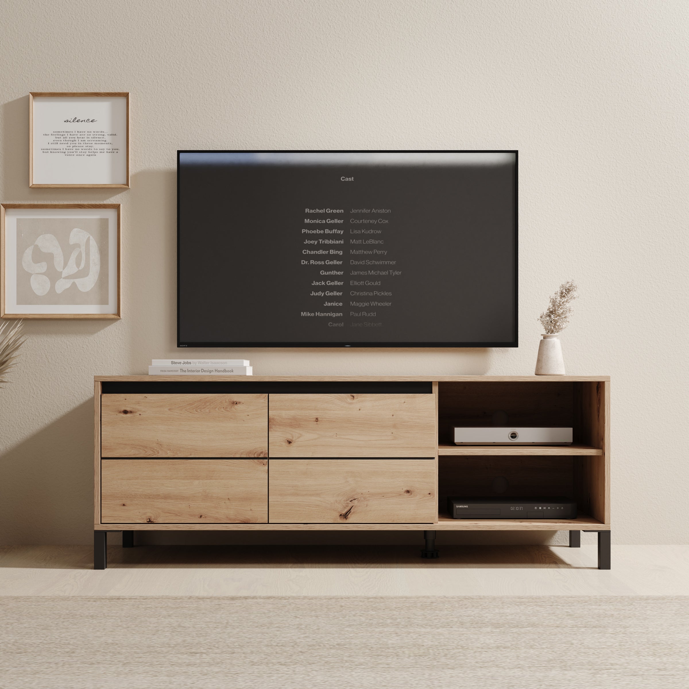 Montellini - TV-Meubel - Eikenpatroon - 138x40x52 cm