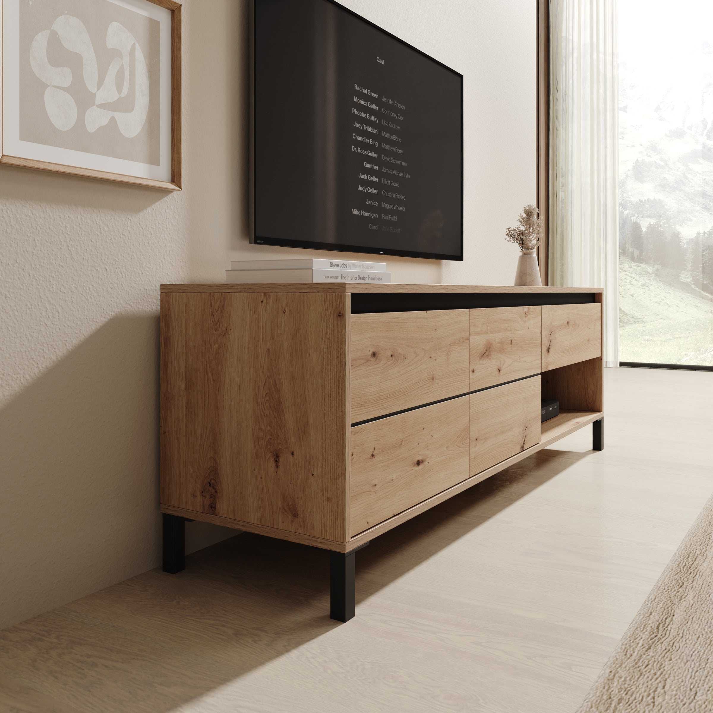 Montellini - TV-Meubel - Eikenpatroon - 151x40x52 cm