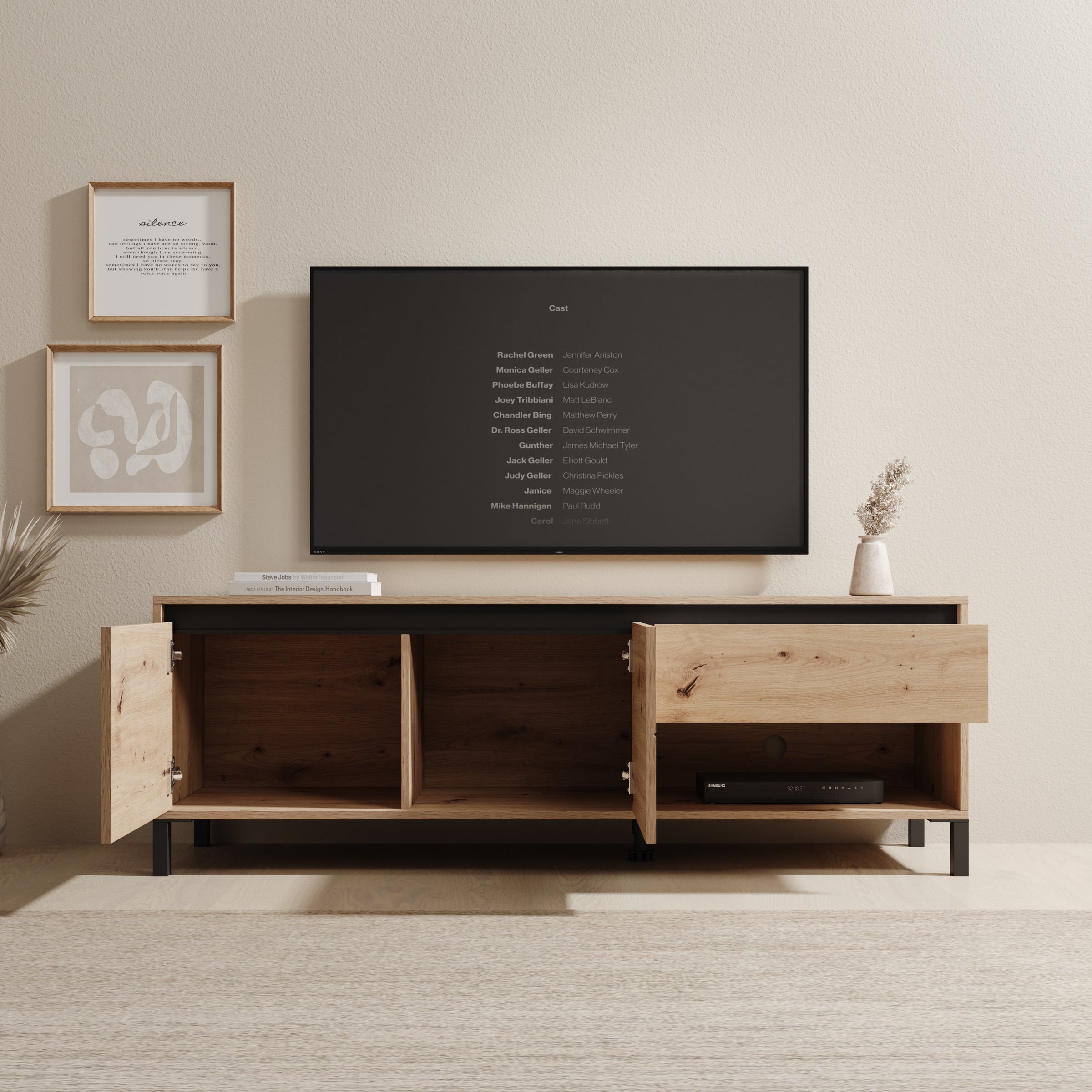 Montellini - TV-Meubel - Eikenpatroon - 151x40x52 cm