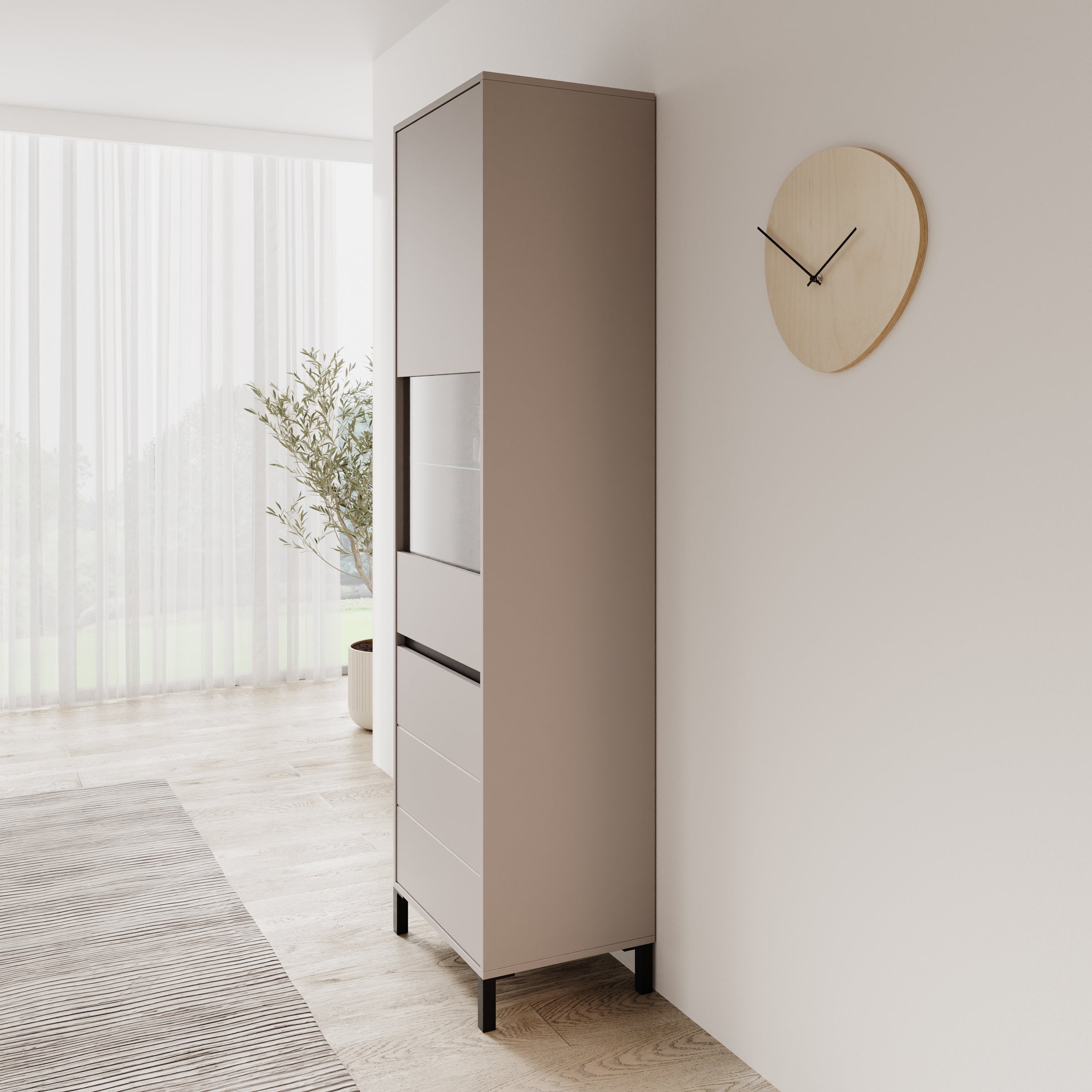 Montellini - Vitrinekast - Beige - 55x40x193 cm
