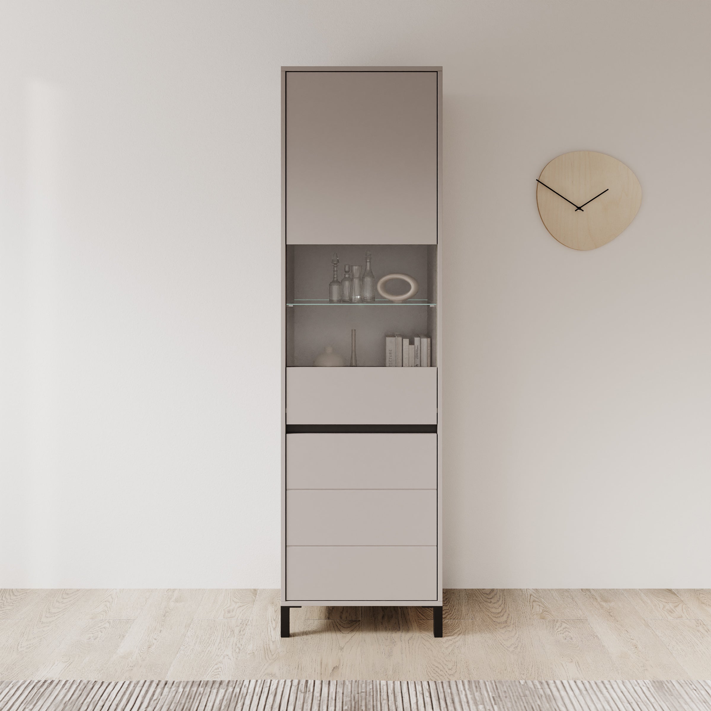 Montellini - Vitrinekast - Beige - 55x40x193 cm