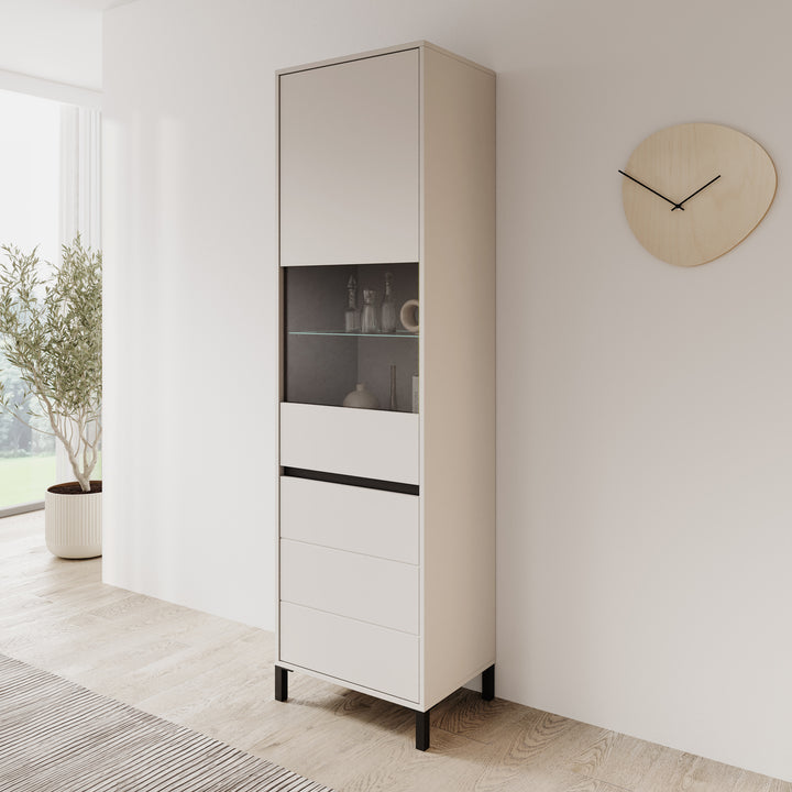 Montellini - Vitrinekast - Beige - 55x40x193 cm