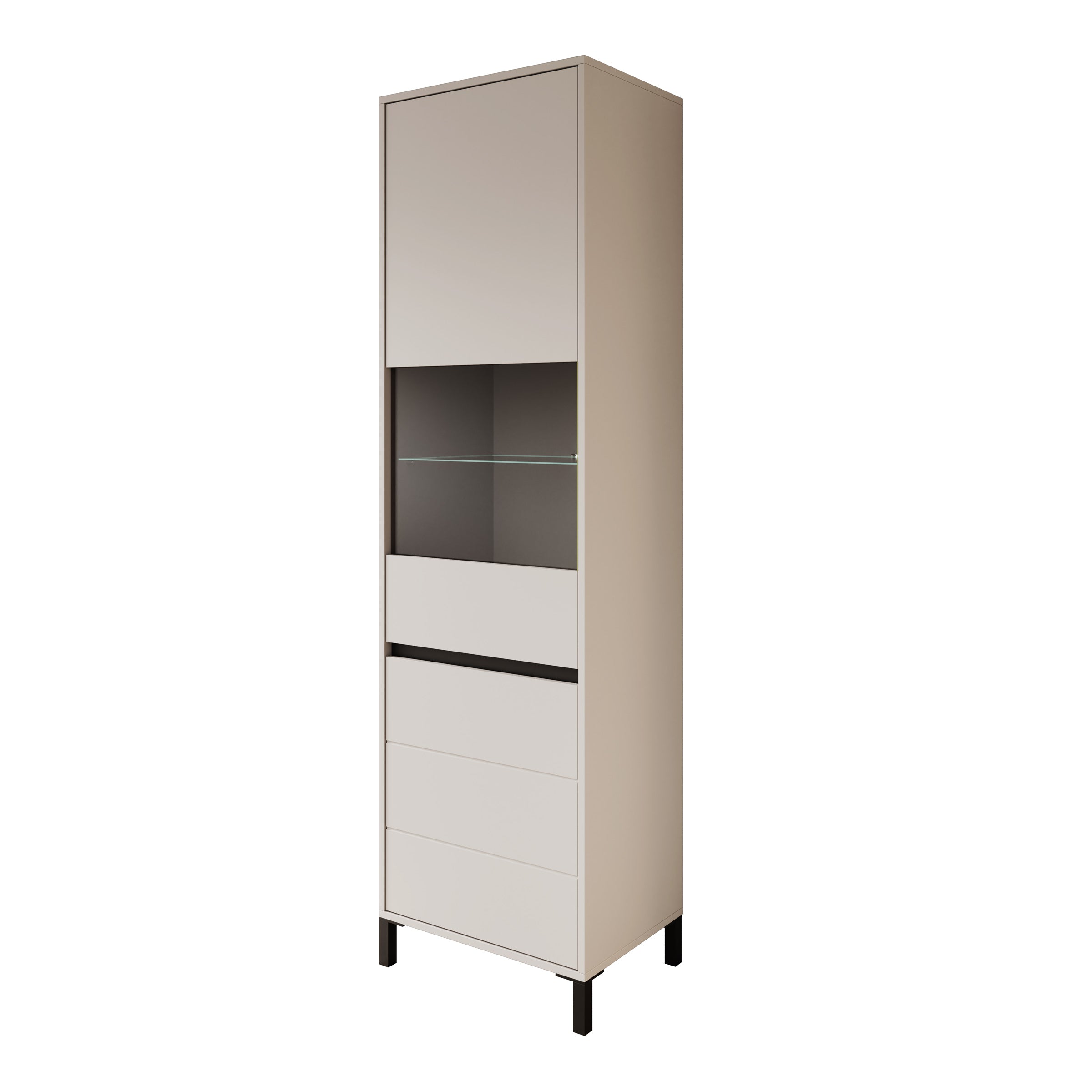 Montellini - Vitrinekast - Beige - 55x40x193 cm