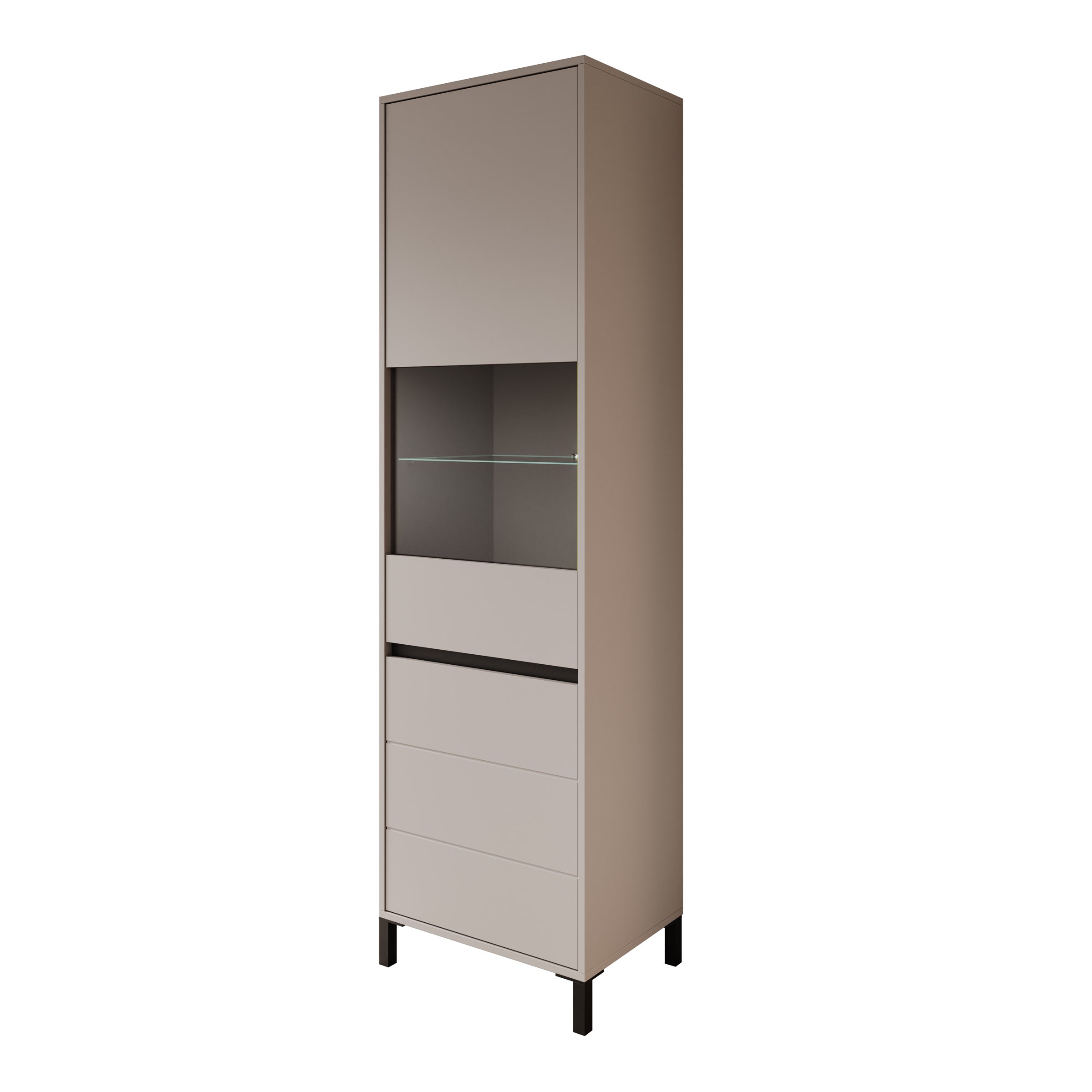 Montellini - Vitrinekast - Beige - 55x40x193 cm