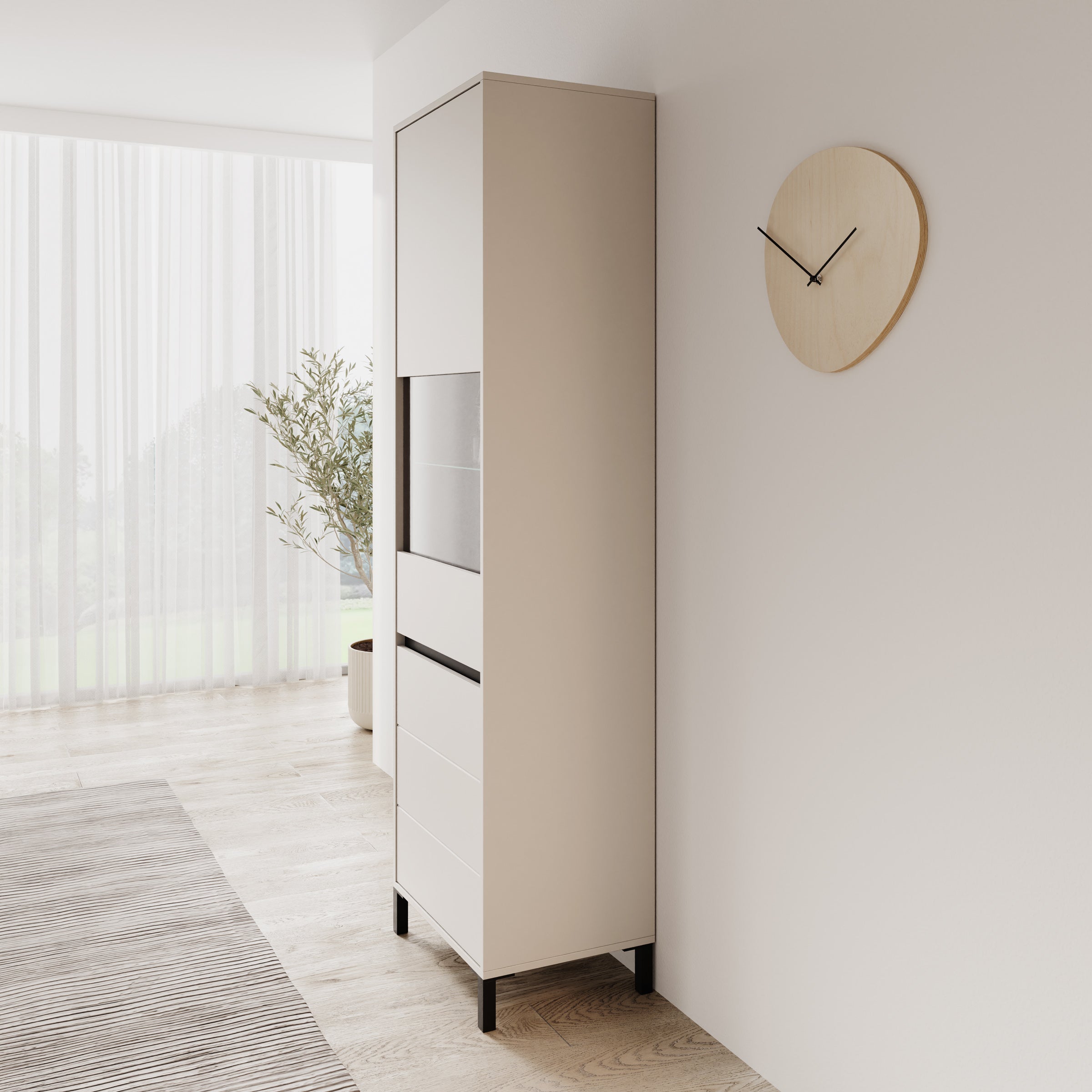 Montellini - Vitrinekast - Beige - 55x40x193 cm