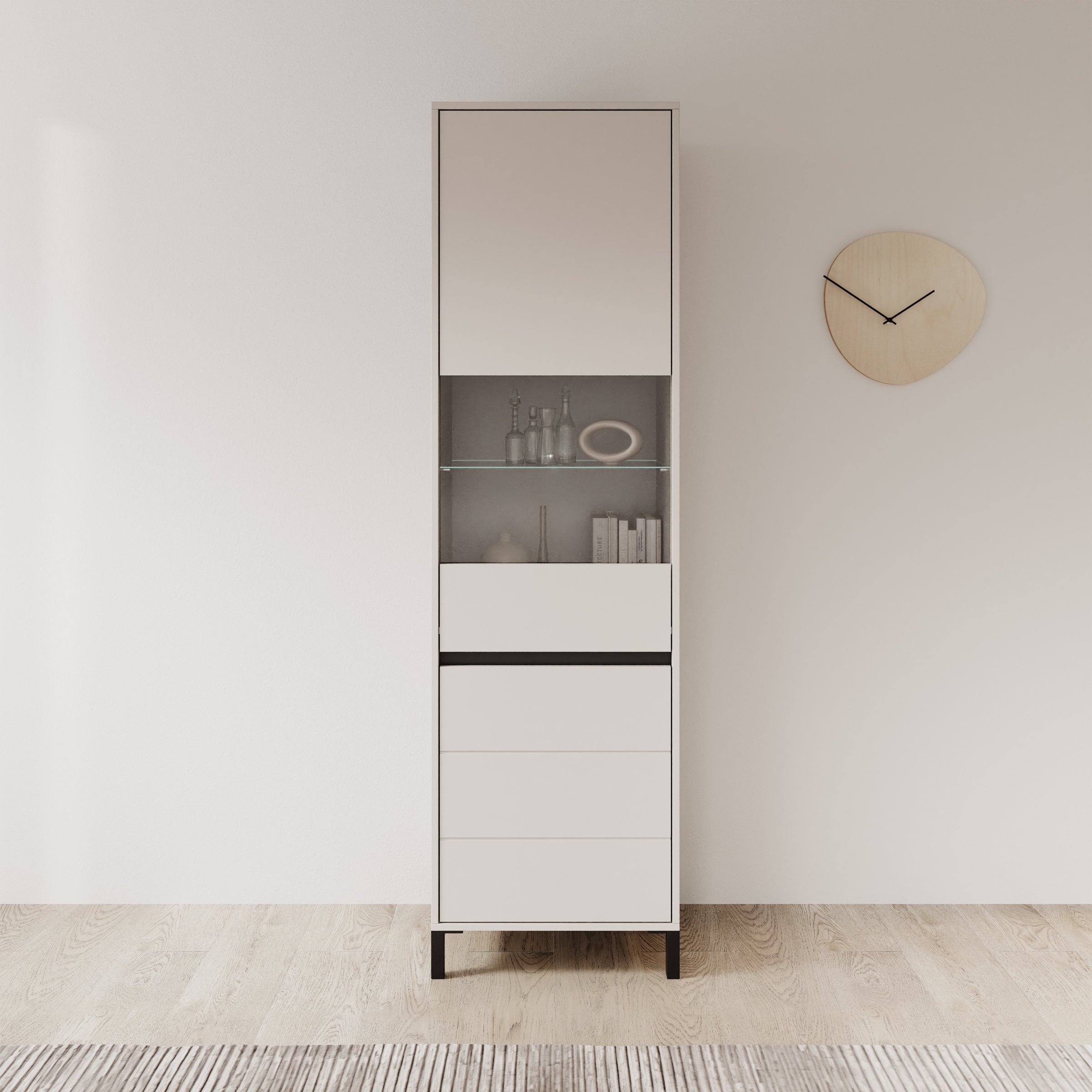 Montellini - Vitrinekast - Beige - 55x40x193 cm