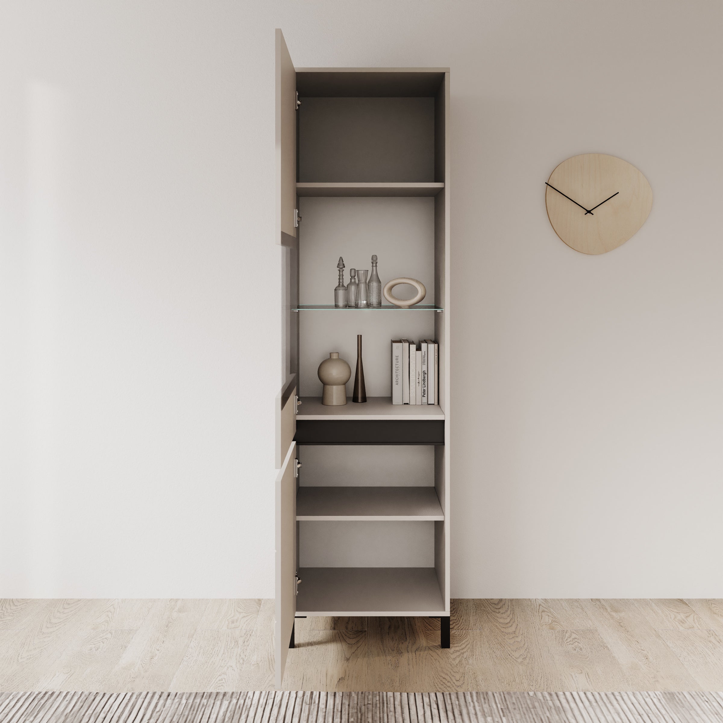 Montellini - Vitrinekast - Beige - 55x40x193 cm