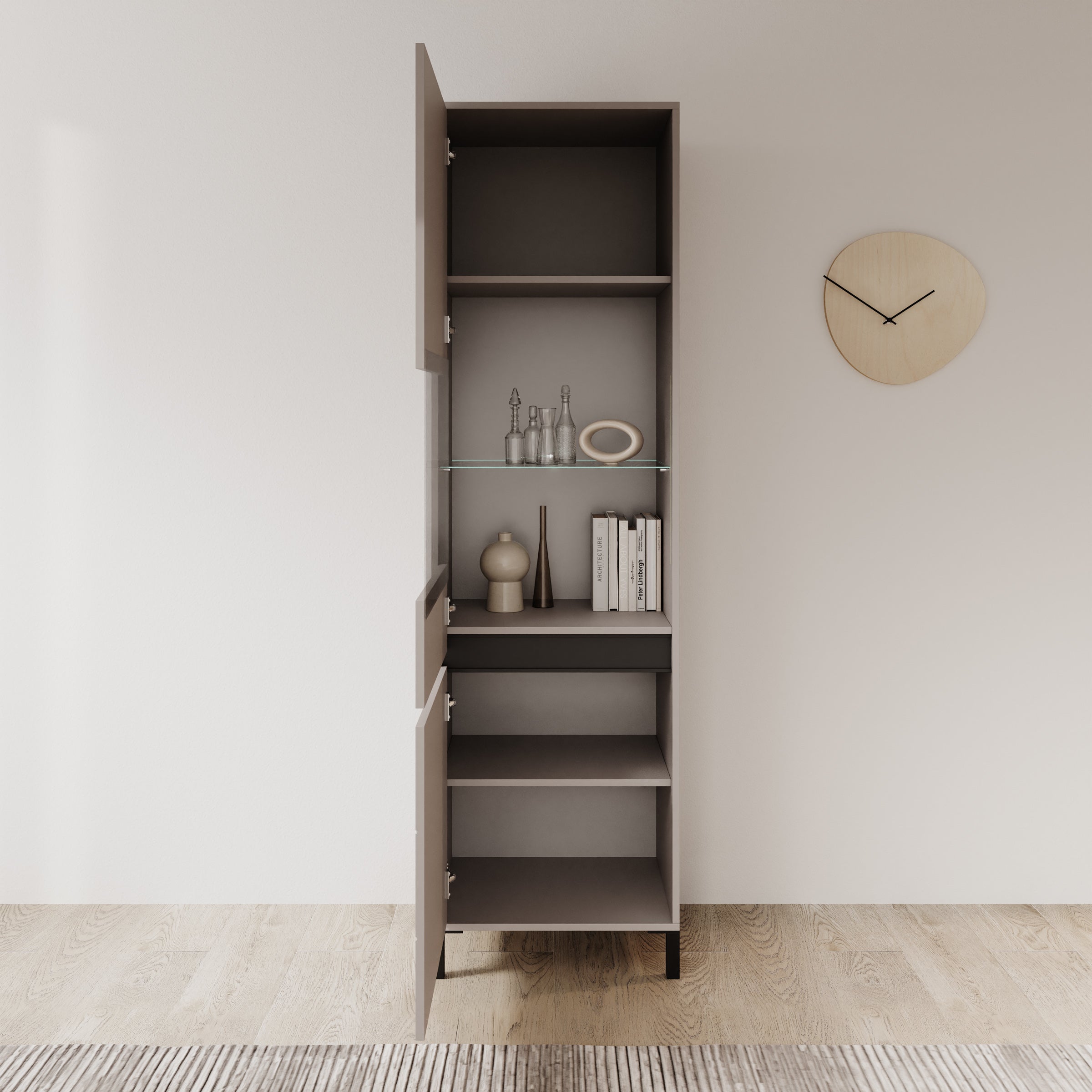 Montellini - Vitrinekast - Beige - 55x40x193 cm