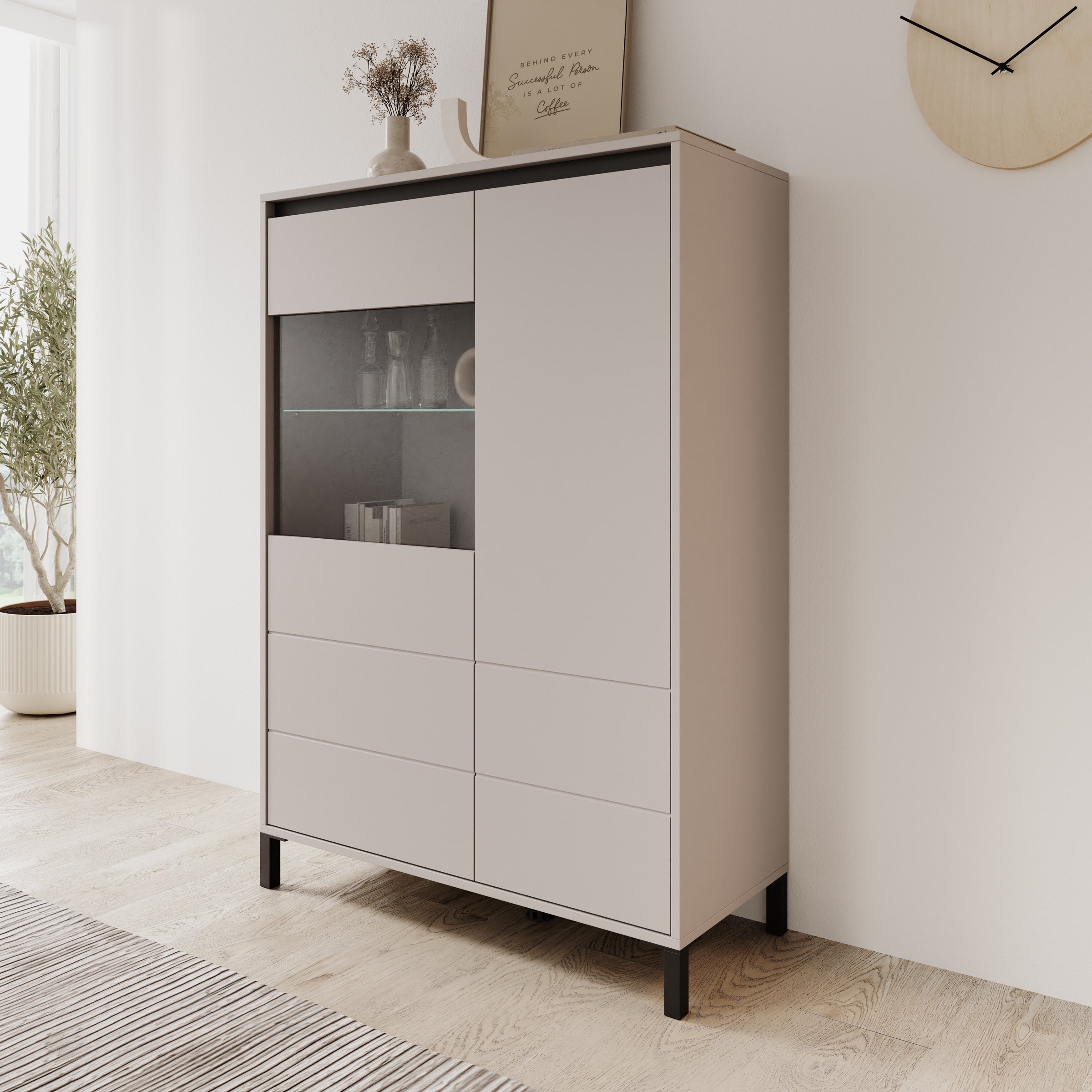 Montellini - Vitrinekast - Beige - 93x40x135 cm