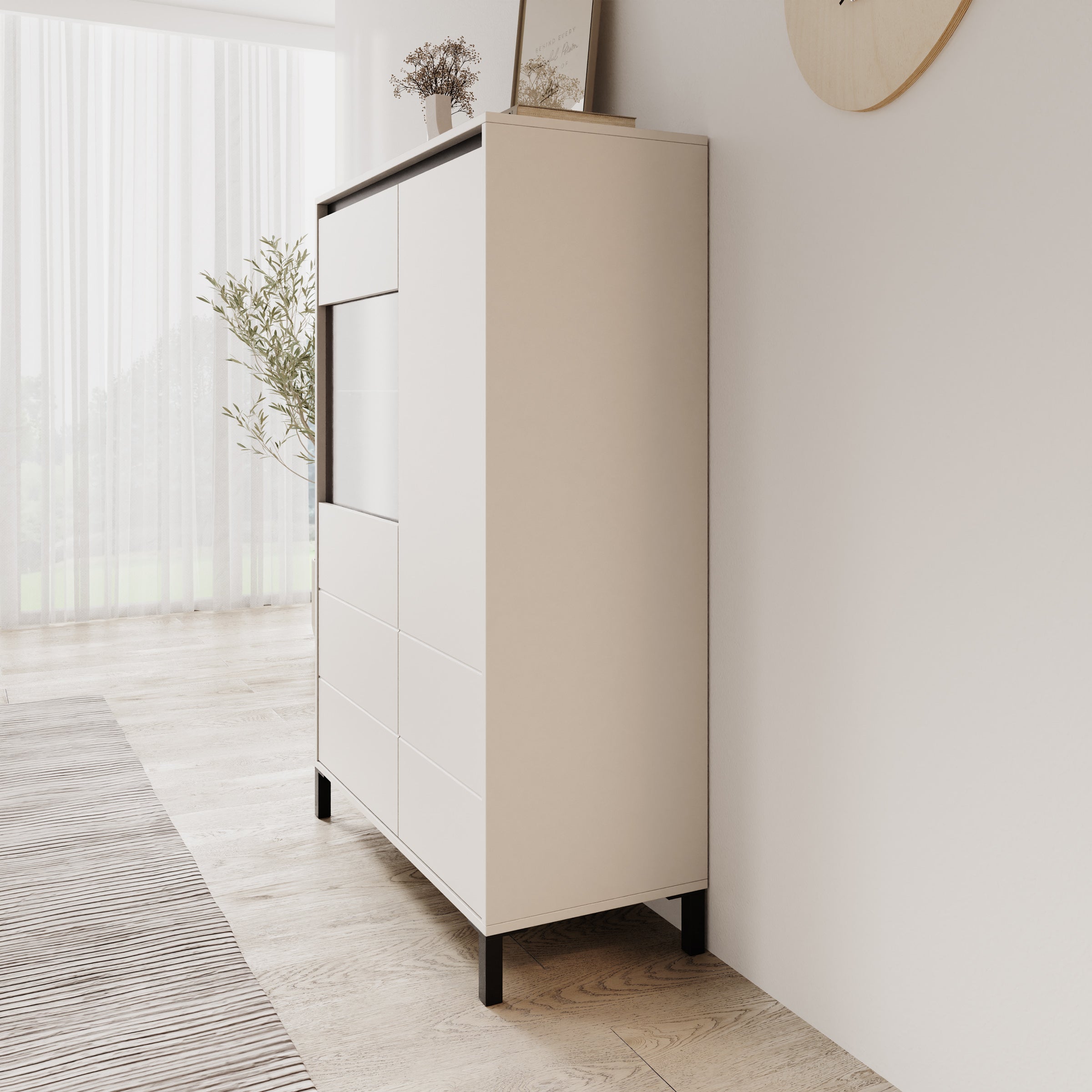 Montellini - Vitrinekast - Beige - 93x40x135 cm