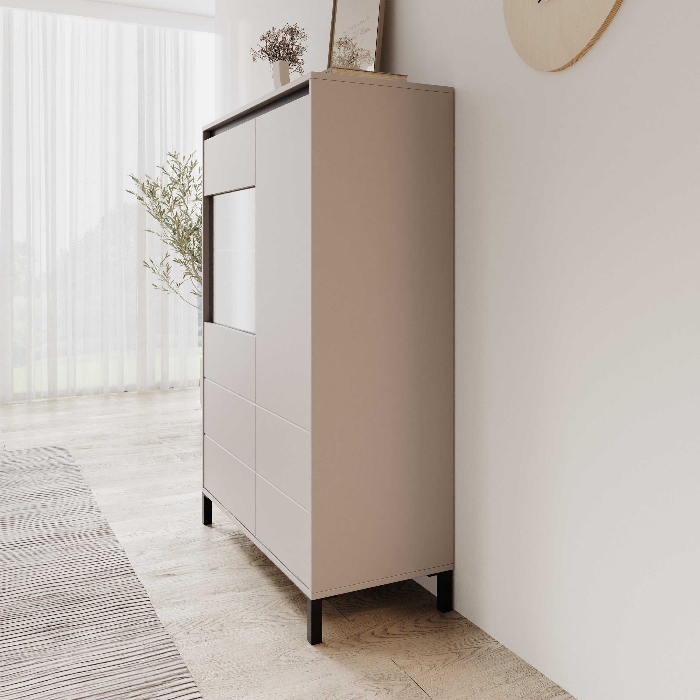 Montellini - Vitrinekast - Beige - 93x40x135 cm