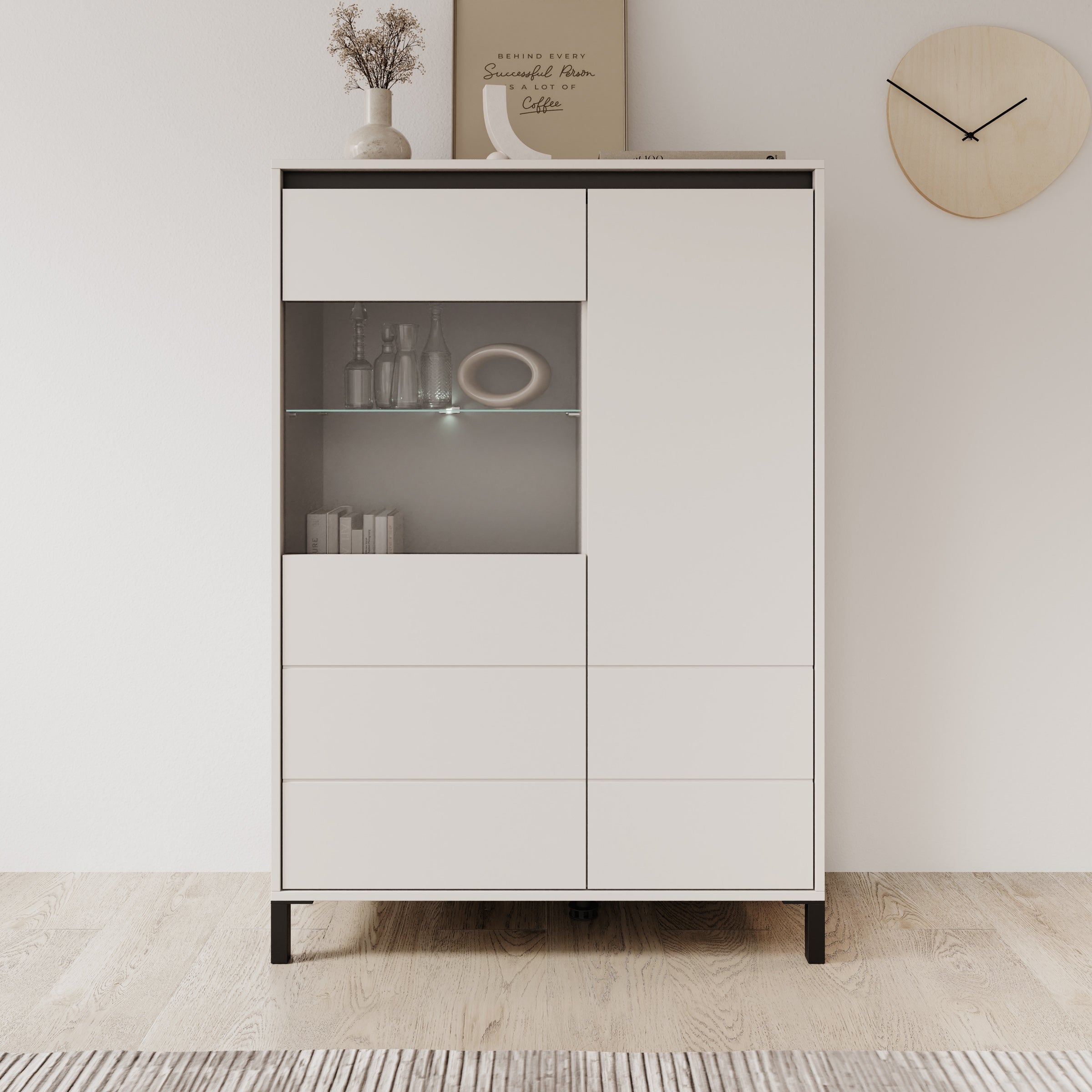 Montellini - Vitrinekast - Beige - 93x40x135 cm