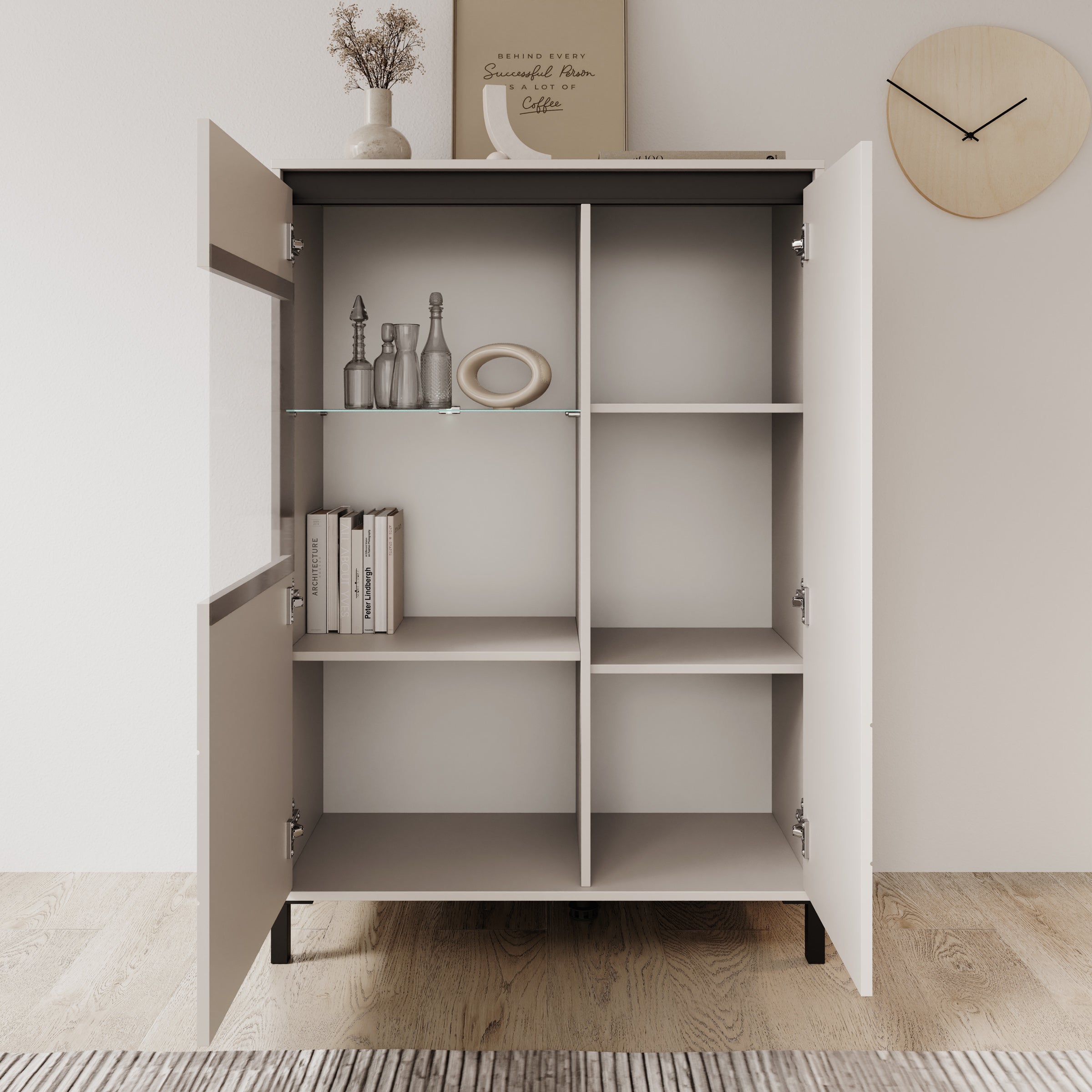 Montellini - Vitrinekast - Beige - 93x40x135 cm