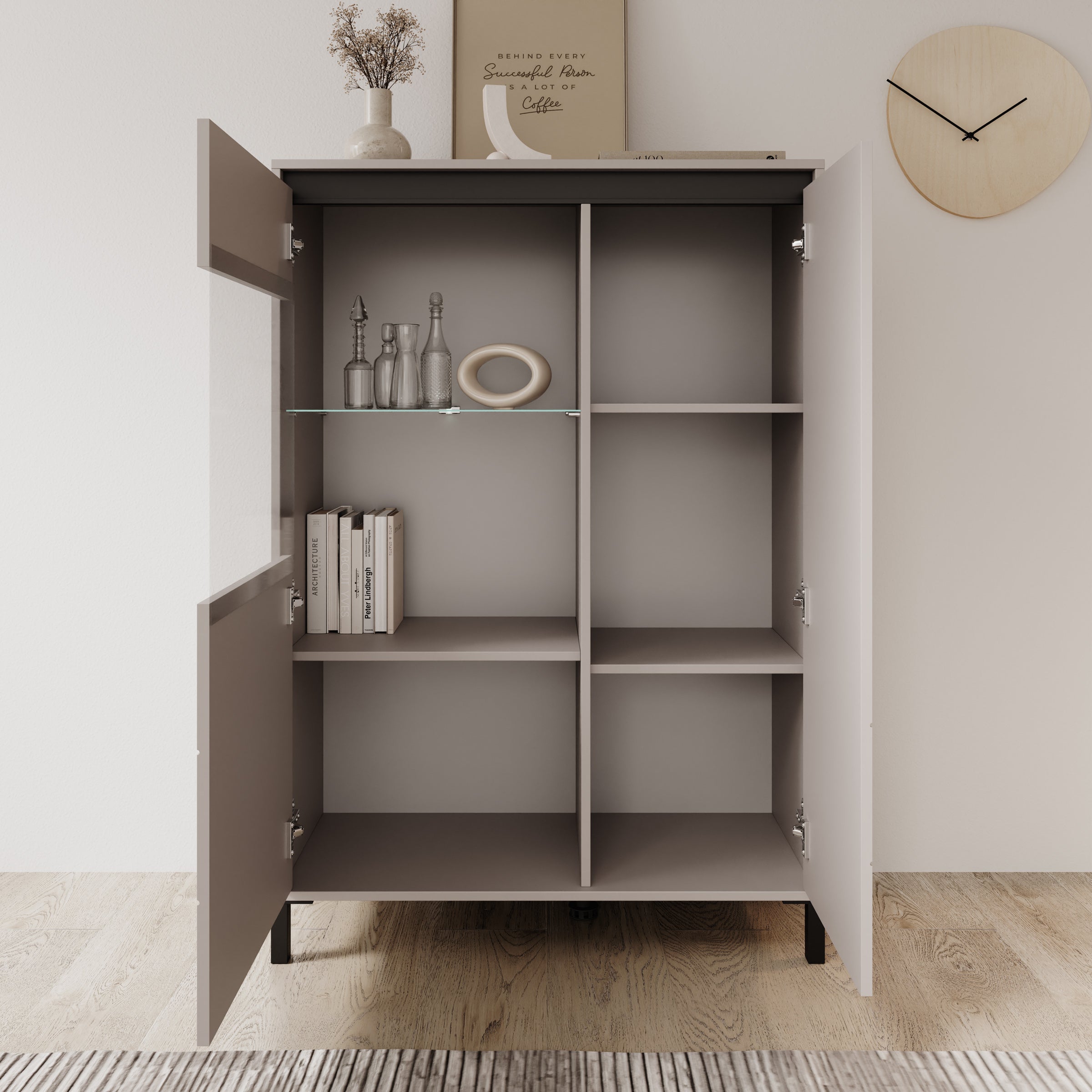 Montellini - Vitrinekast - Beige - 93x40x135 cm