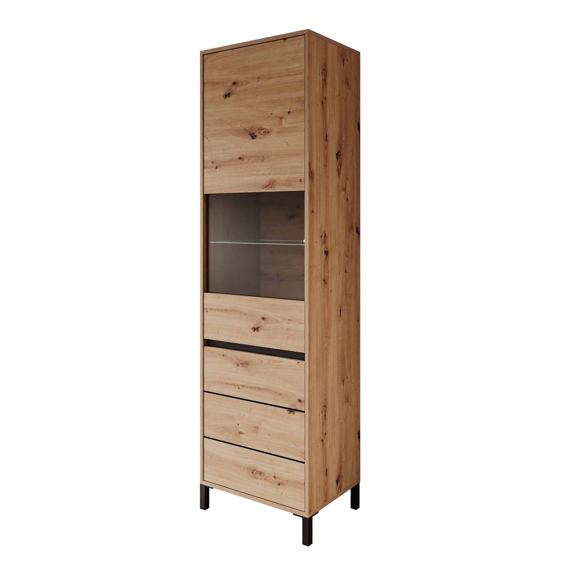 Montellini - Vitrinekast - Eikenpatroon - 55x40x193 cm