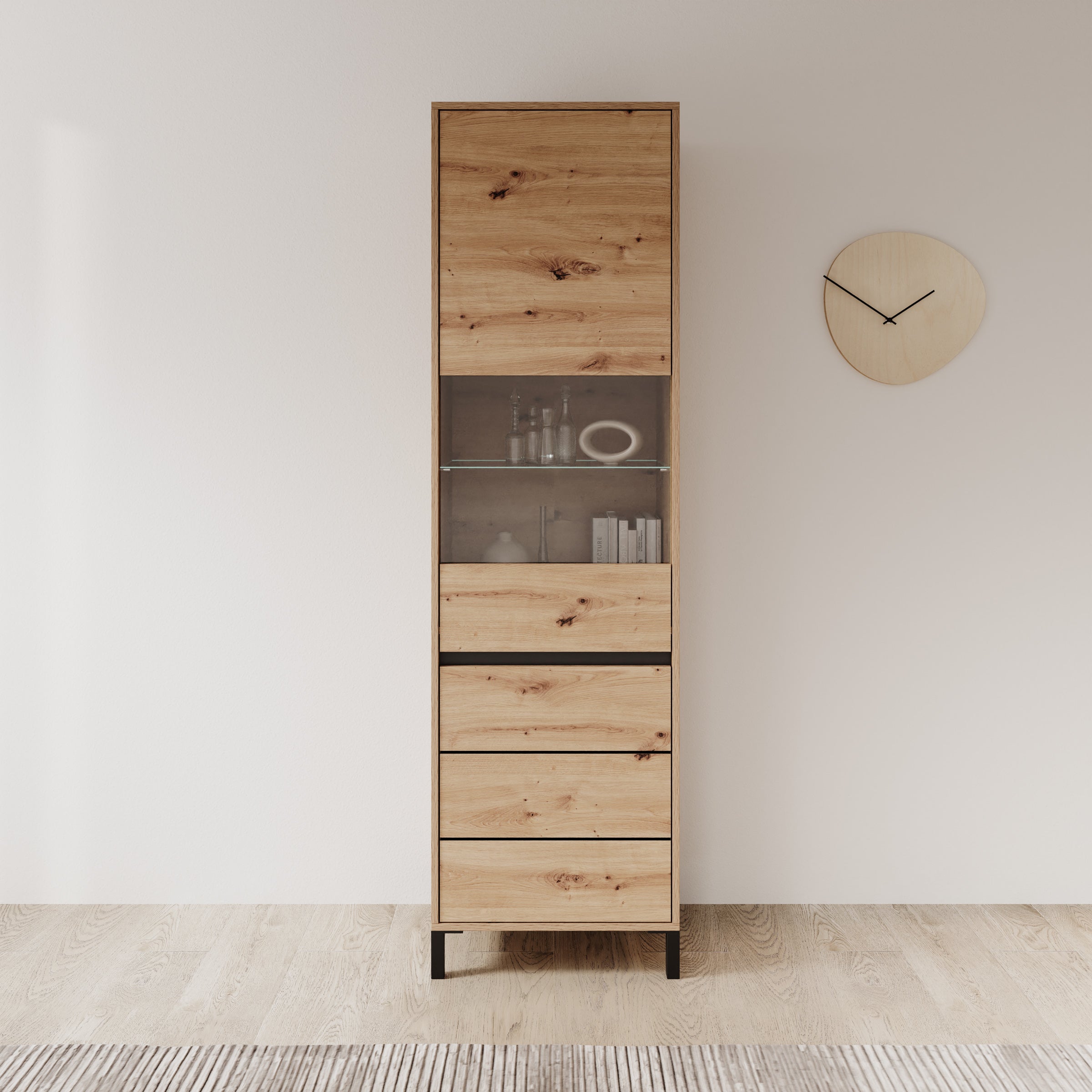 Montellini - Vitrinekast - Eikenpatroon - 55x40x193 cm
