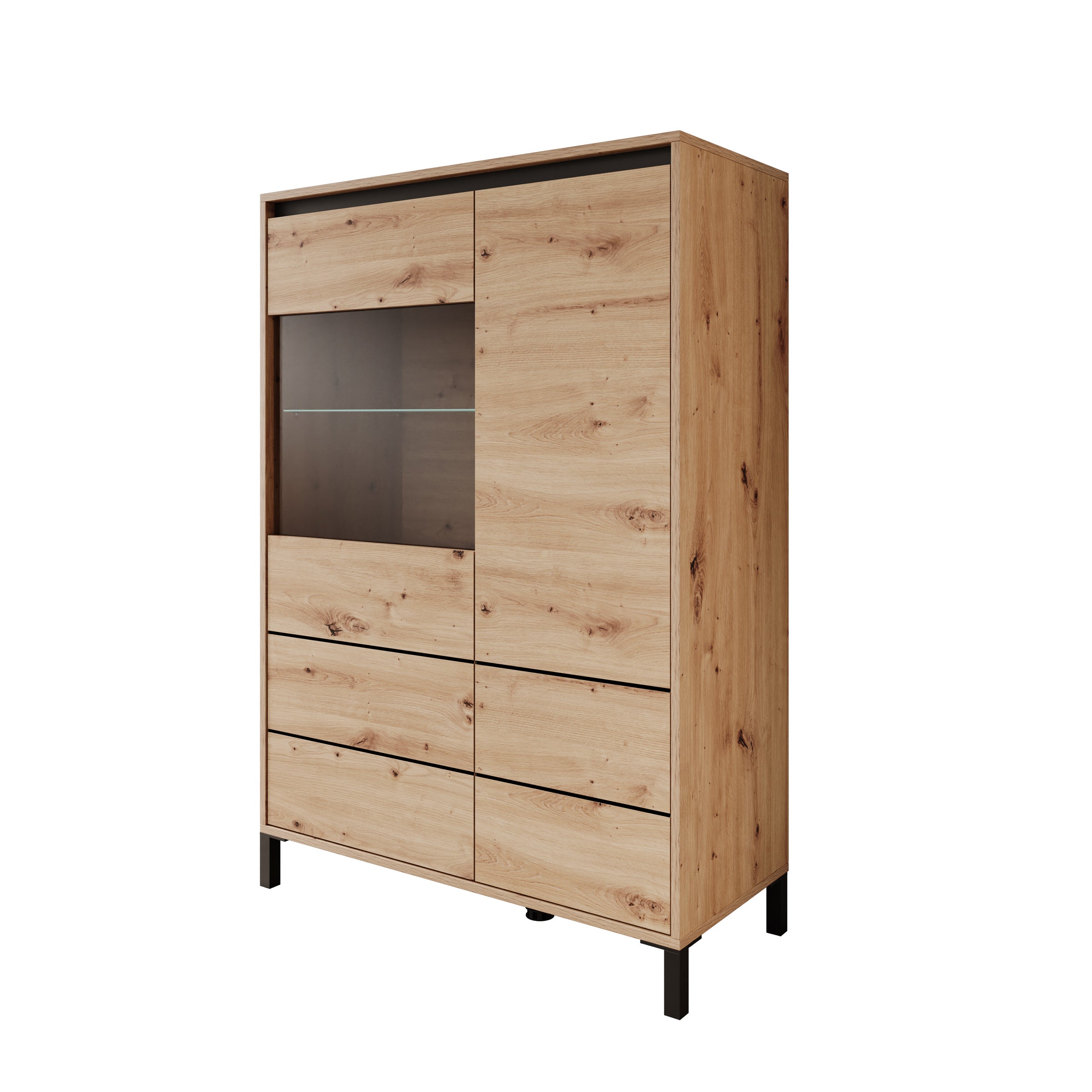 Montellini - Vitrinekast - Eikenpatroon - 93x40x135 cm