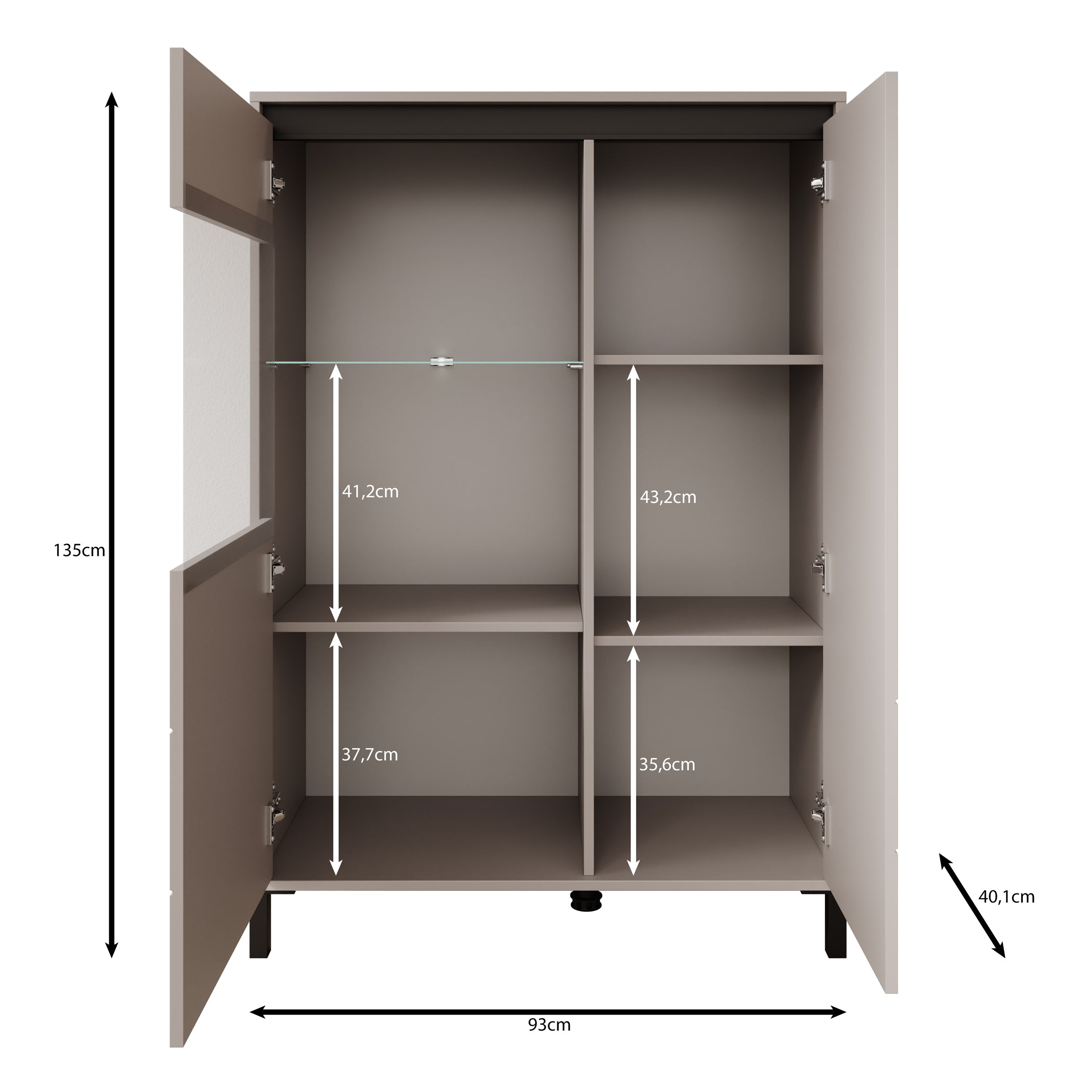 Montellini - Vitrinekast - Eikenpatroon - 93x40x135 cm