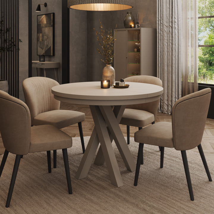Montera - Eetkamertafel - Uitschuifbaar - Beige - 100-140x100x75 cm