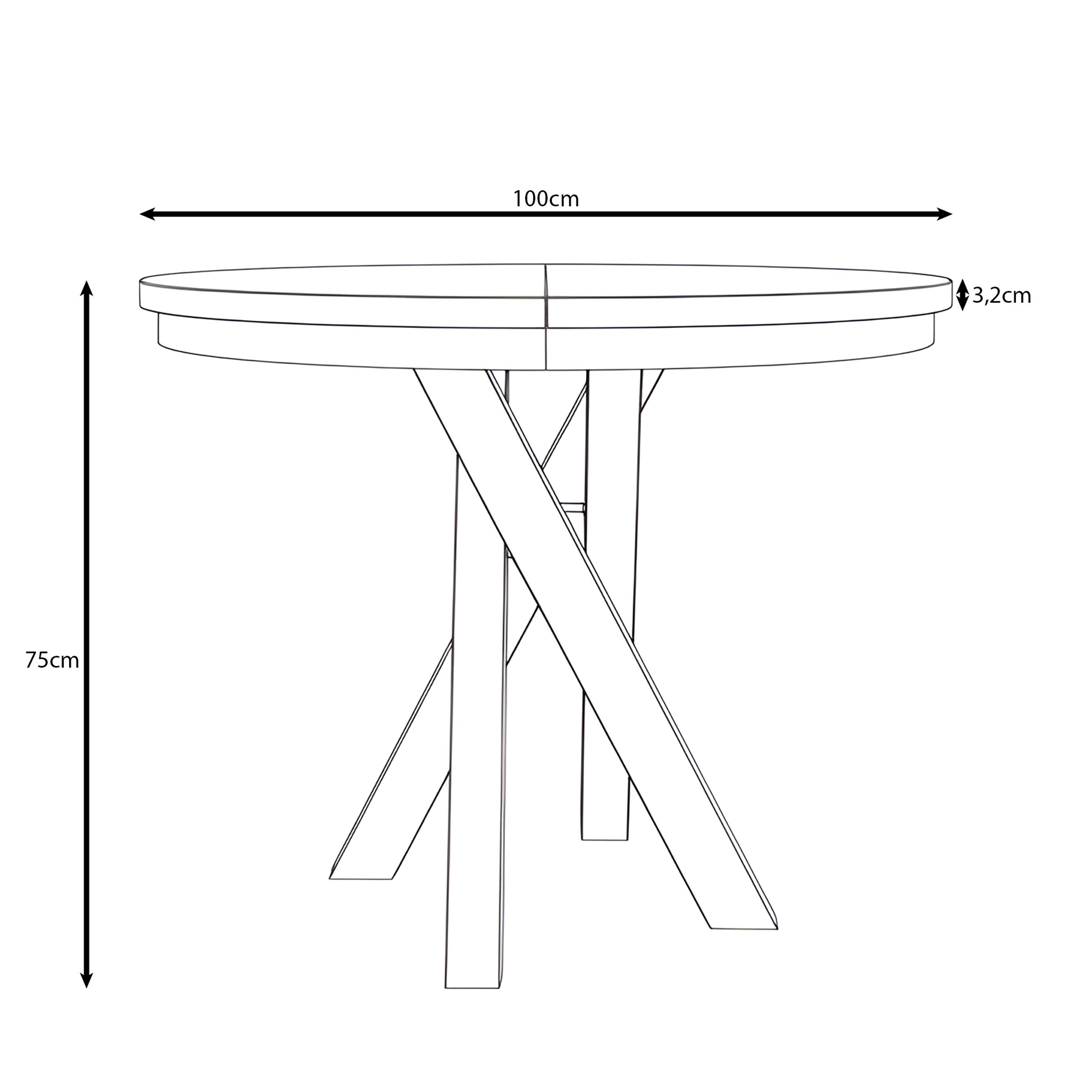 Montera - Eetkamertafel - Uitschuifbaar - Beige - 100-140x100x75 cm