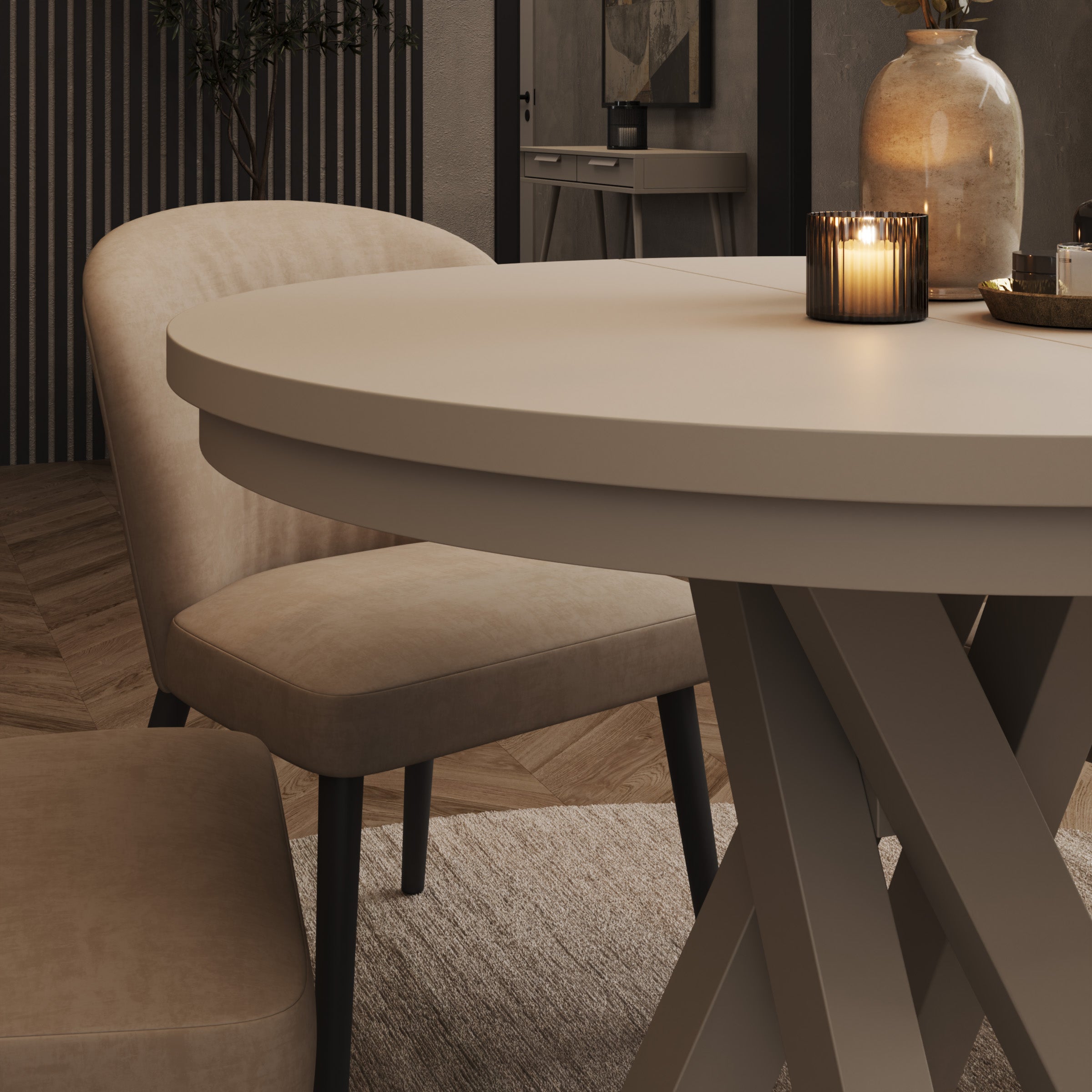 Montera - Eetkamertafel - Uitschuifbaar - Beige - 100-140x100x75 cm