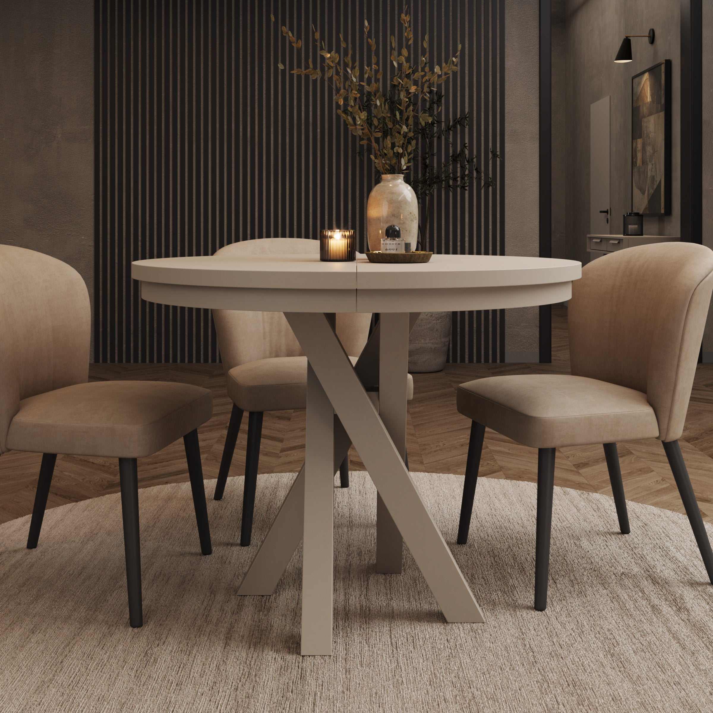 Montera - Eetkamertafel - Uitschuifbaar - Beige - 100-140x100x75 cm
