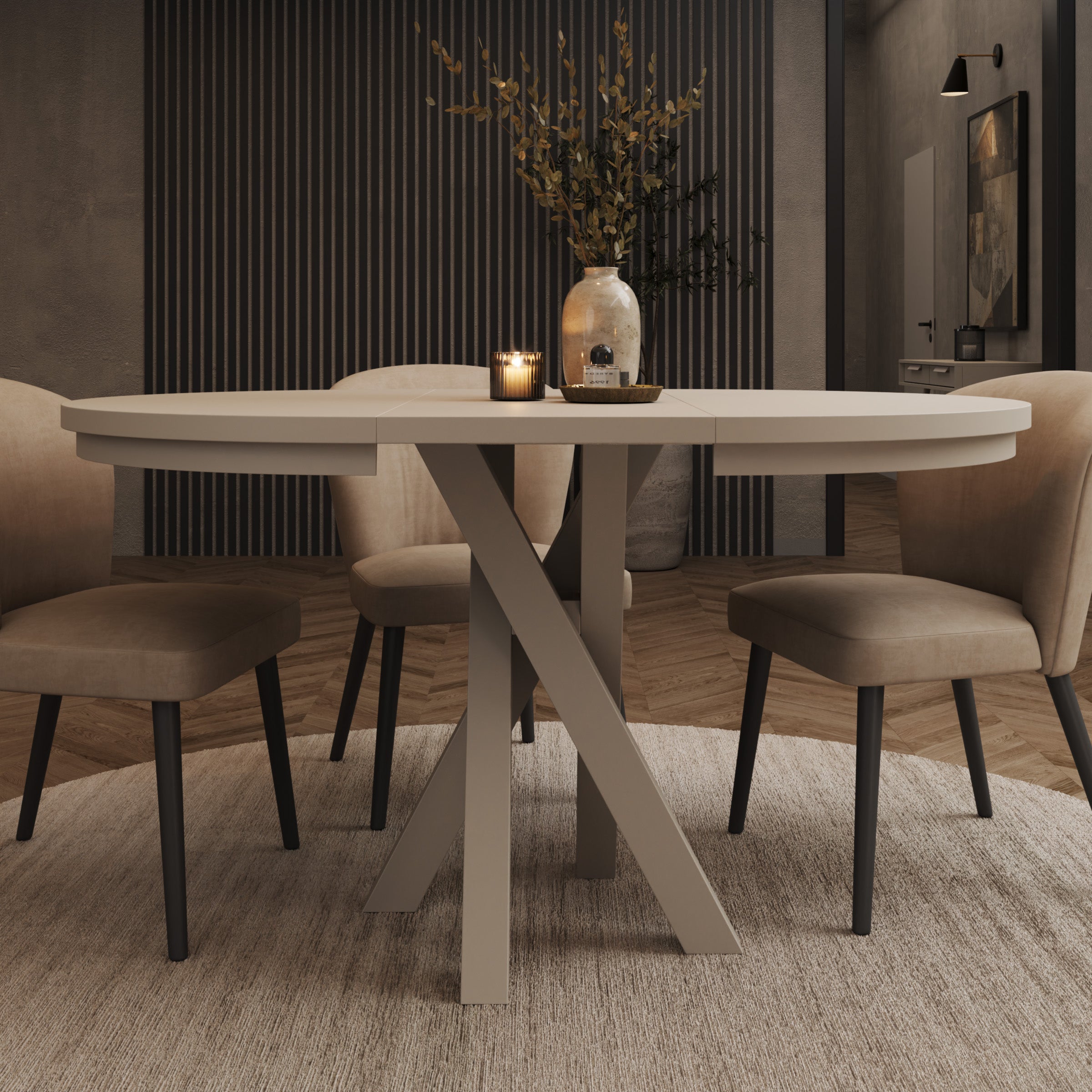 Montera - Eetkamertafel - Uitschuifbaar - Beige - 100-140x100x75 cm