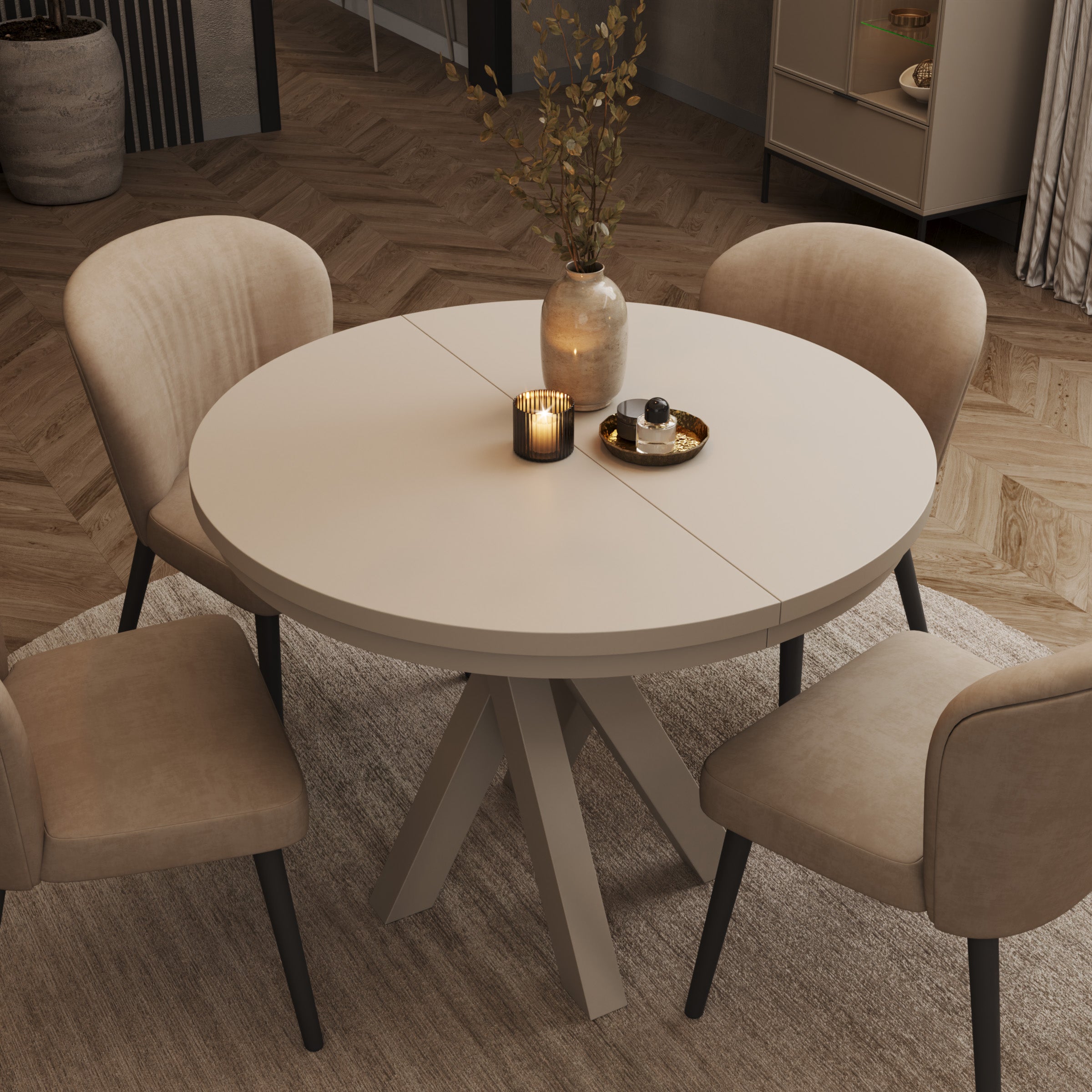 Montera - Eetkamertafel - Uitschuifbaar - Beige - 100-140x100x75 cm